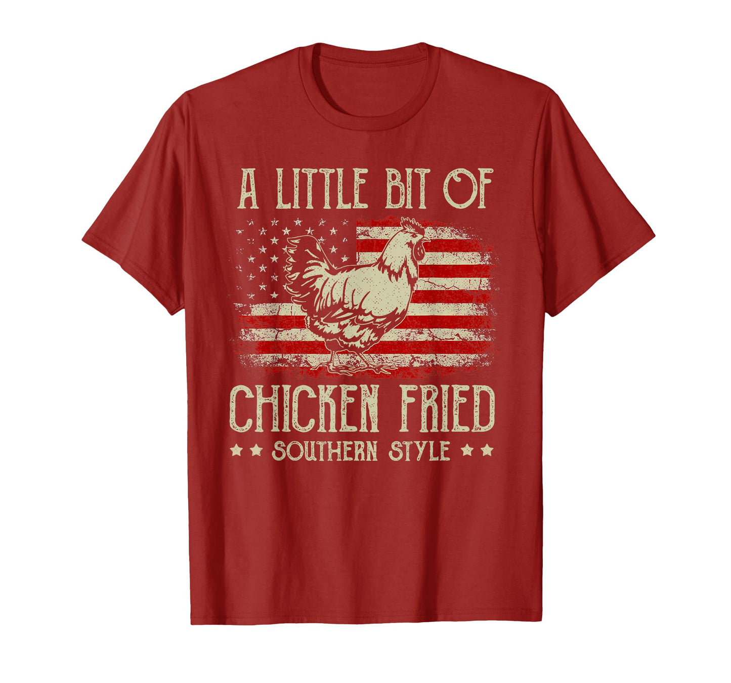 A Little Bit of Chicken Fried Southern Style Vintage US Flag T-Shirt