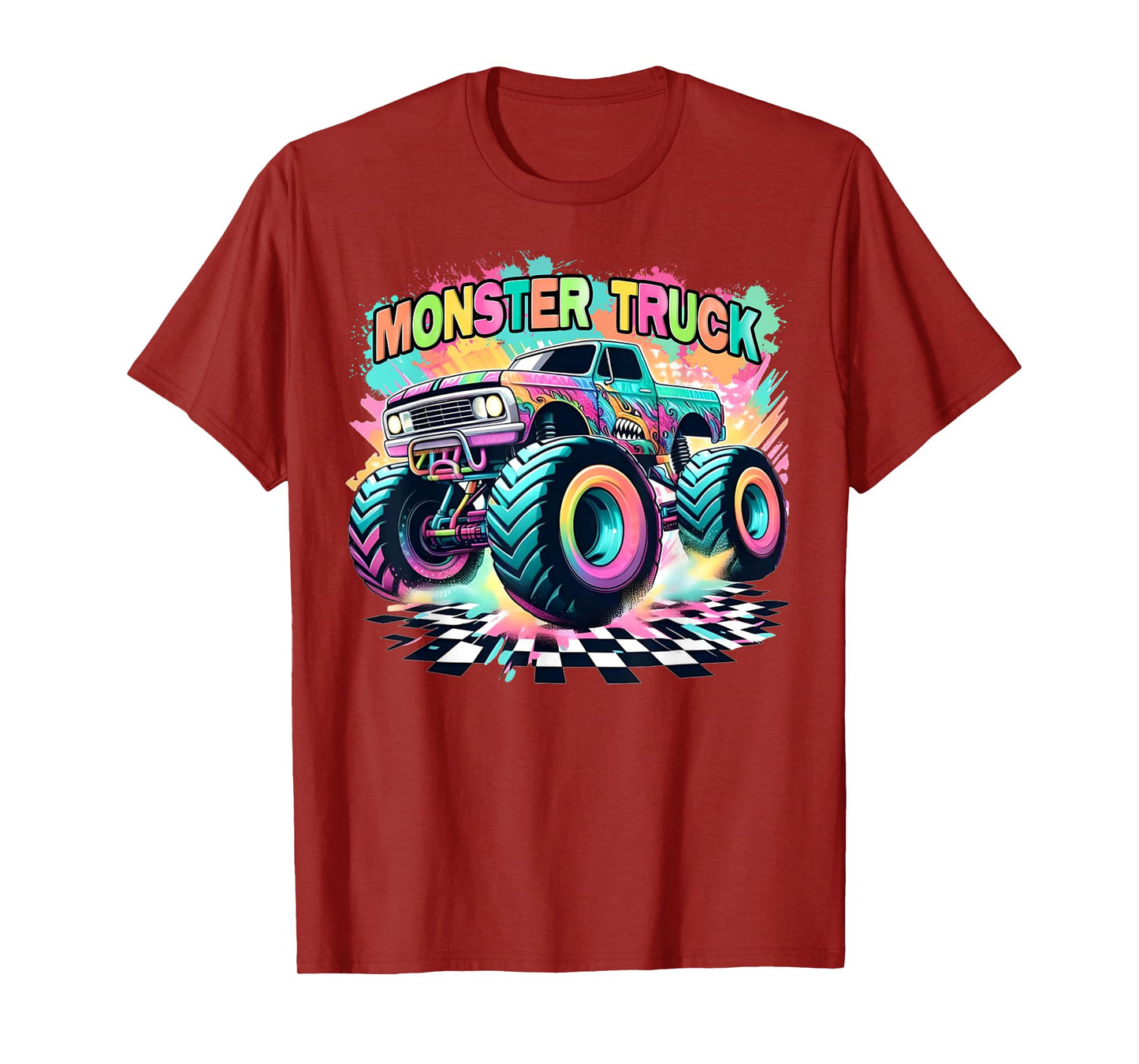 Monster Truck Colorful Birthday Party Retro Trucks Car Lover T-Shirt