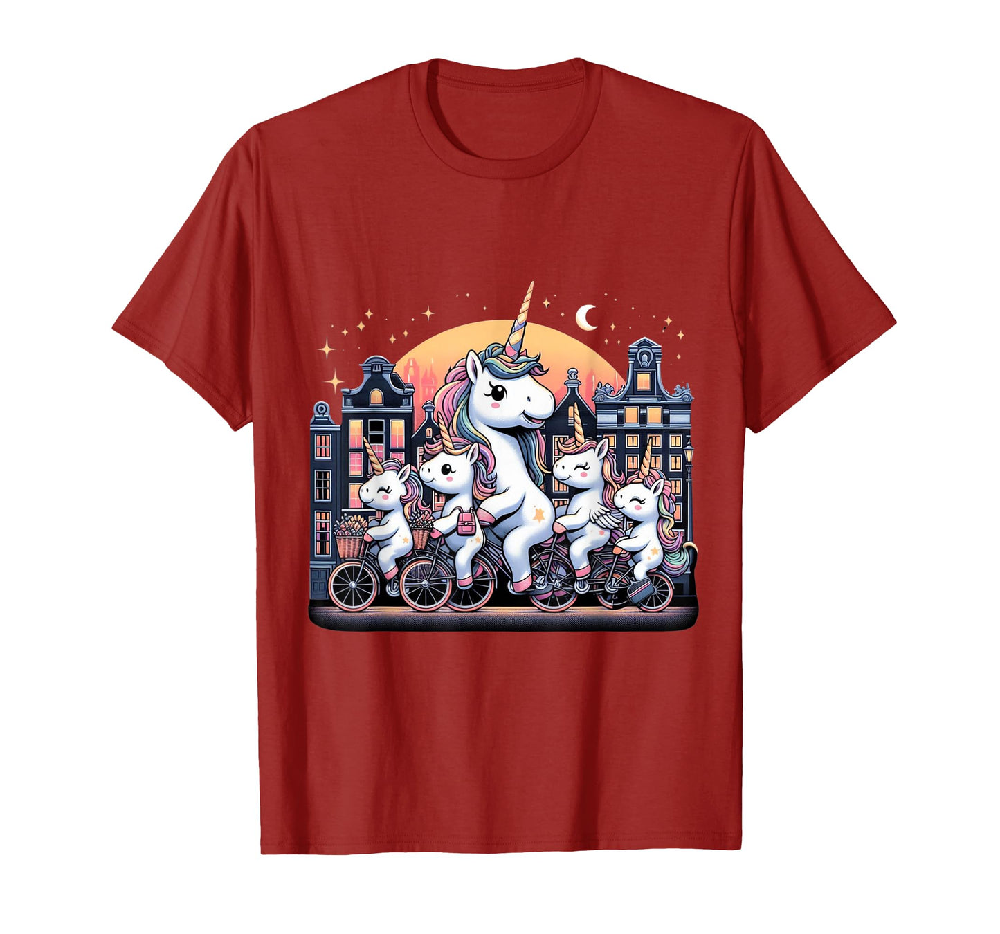 Unicorn Bicycle Amsterdam Netherlands Boys Girls Women Kids T-Shirt