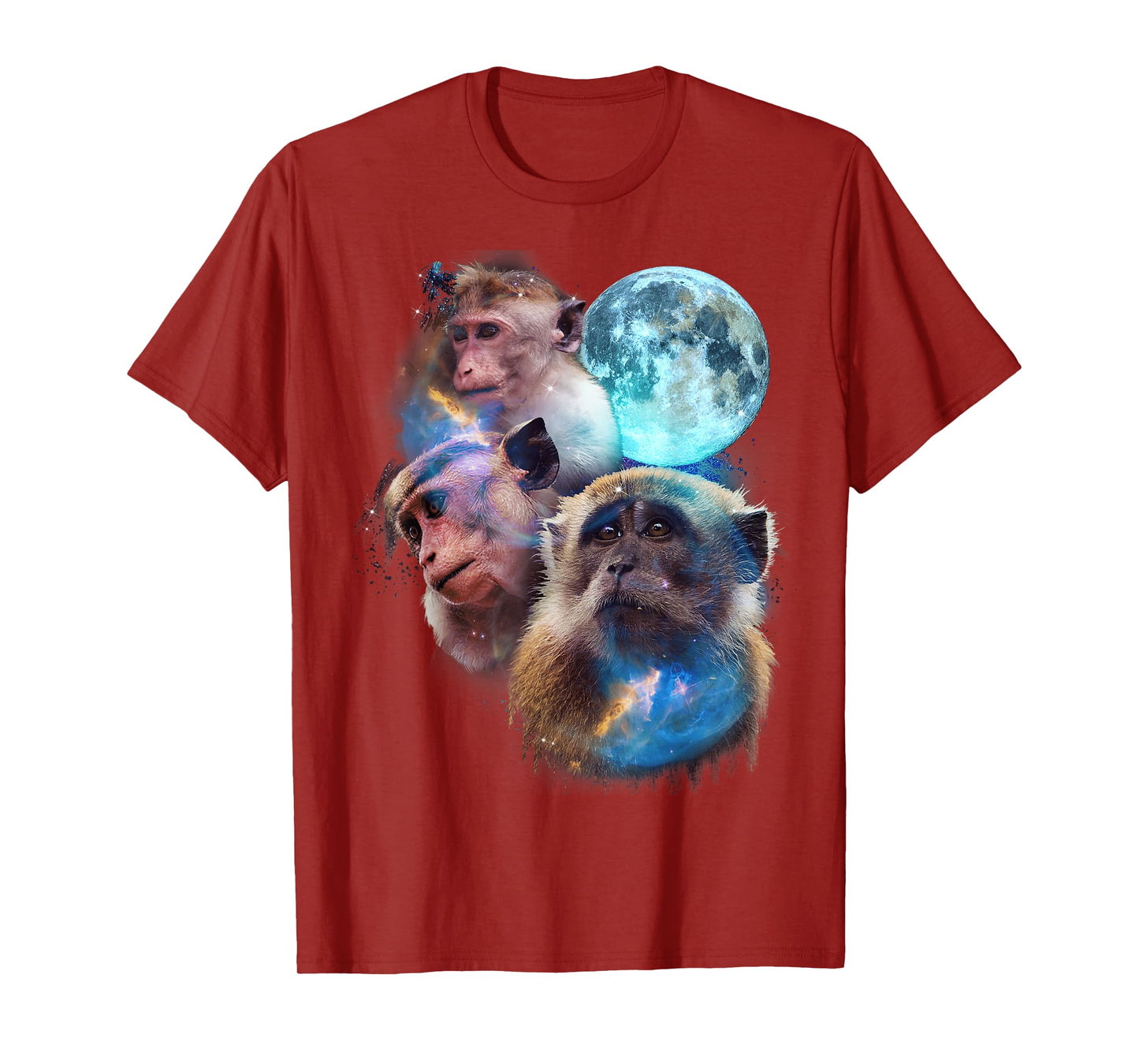 3 Moon Monkey Art Funny Ape Primate Animal Lovers Graphic T-Shirt