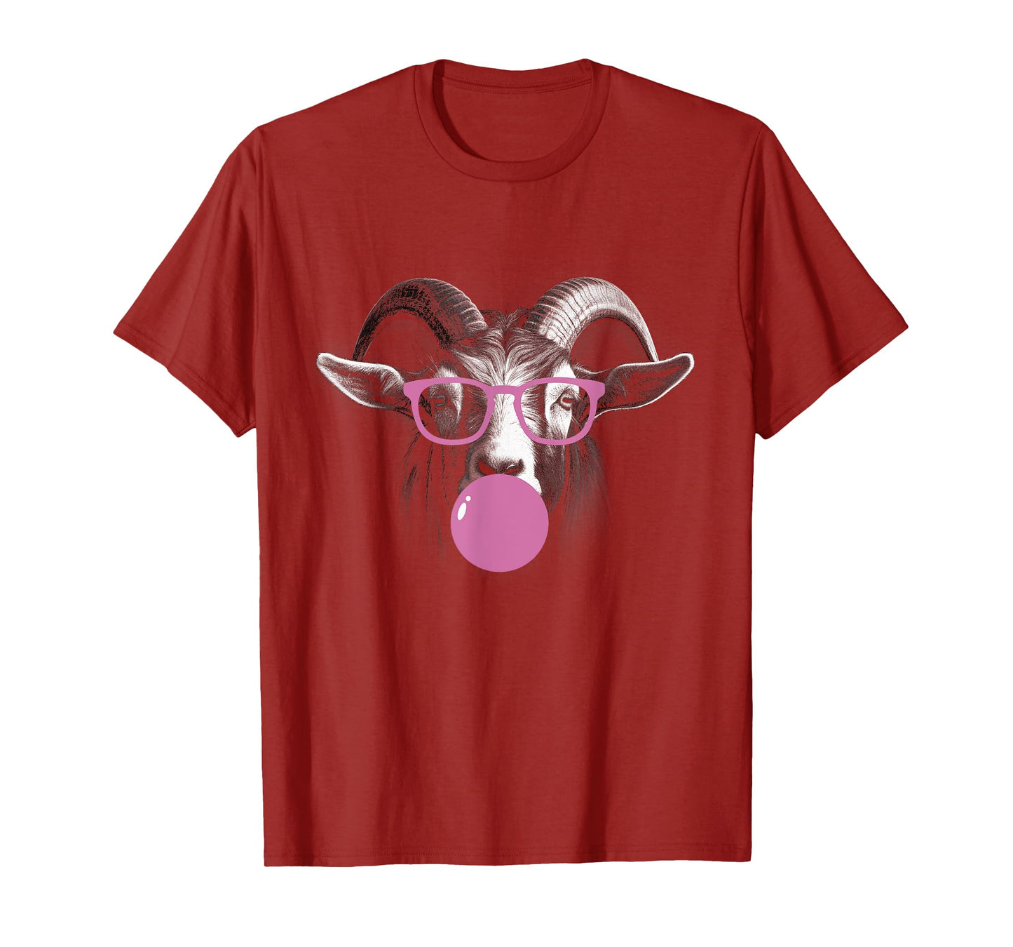 Cool Goat Face Eating Gum And Makes A Bubble Tee Cute Goat T-Shirt
