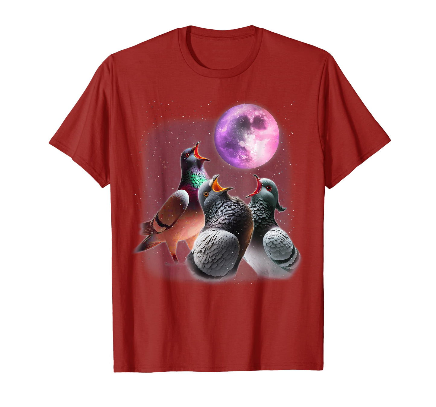 3 Pigeons Howling At The Moon Funny Pigeon Bird Lover Birder T-Shirt