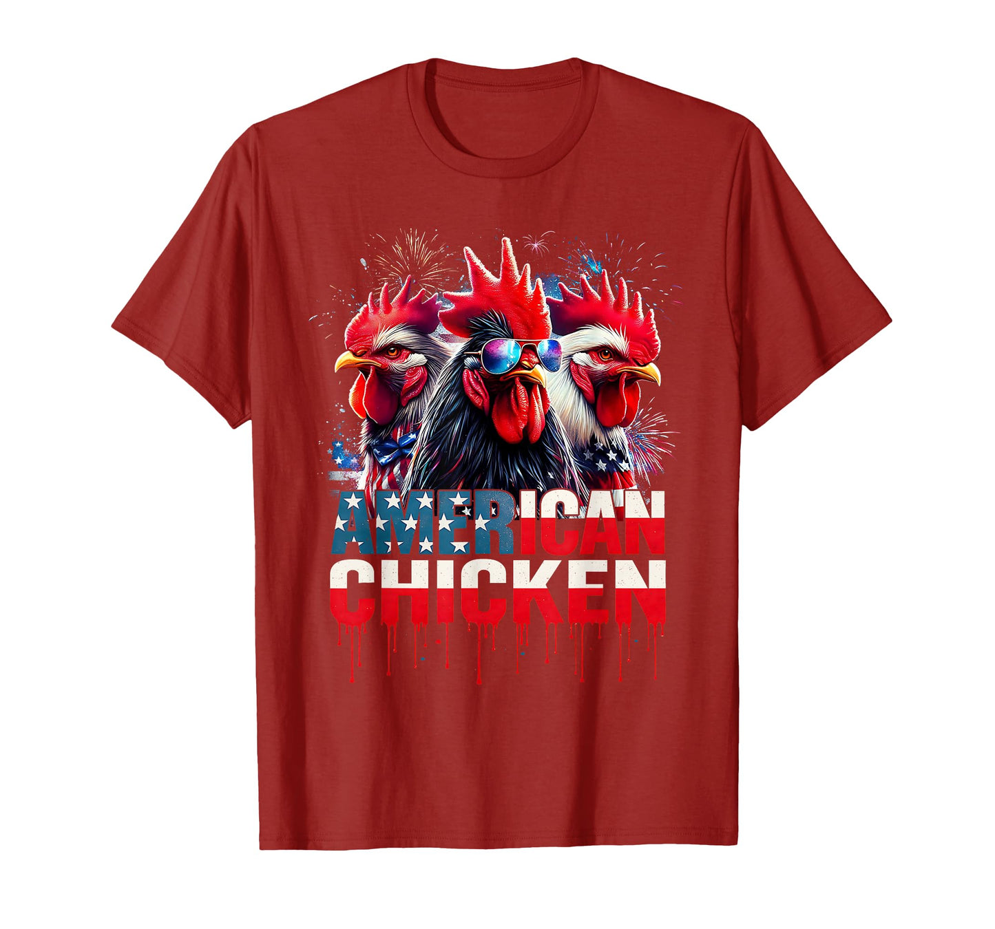 USA Chicken 4th of July Retro America Funny Patriotic T-Shirt