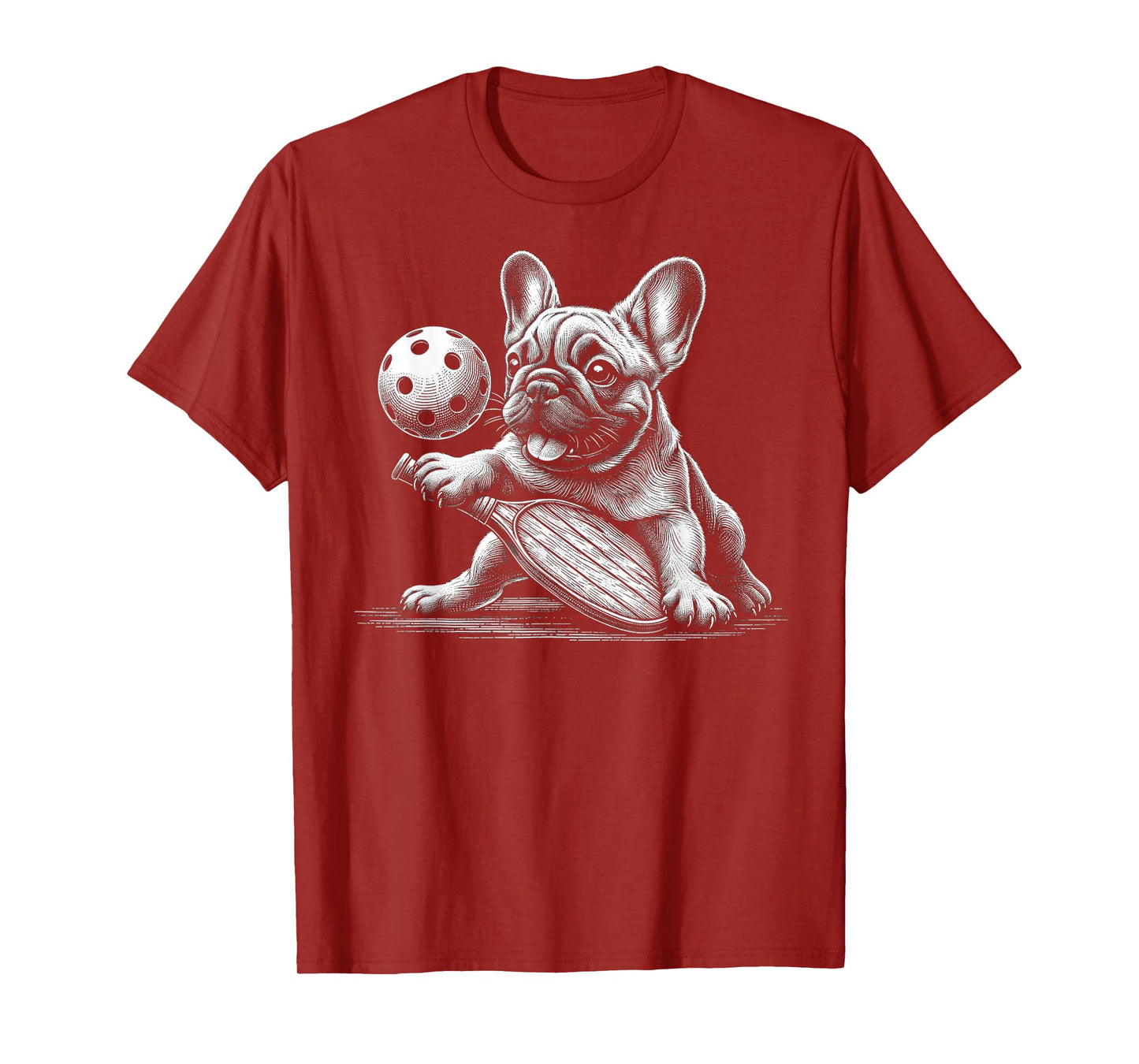 Pickleball French Bulldog Sketch Paddle Sport T-Shirt