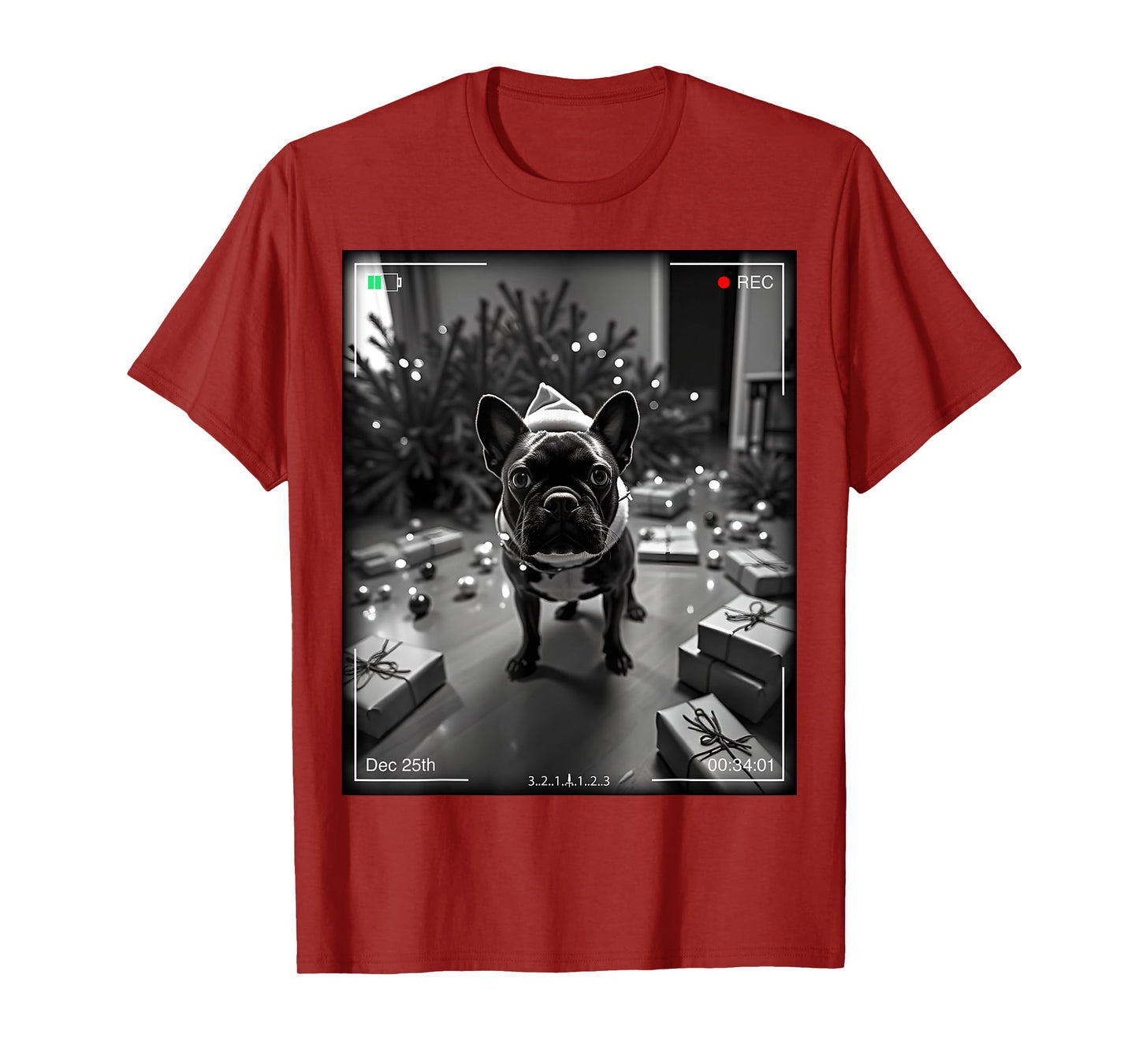 Christmas French Bulldog Caught On Camera T-Shirt