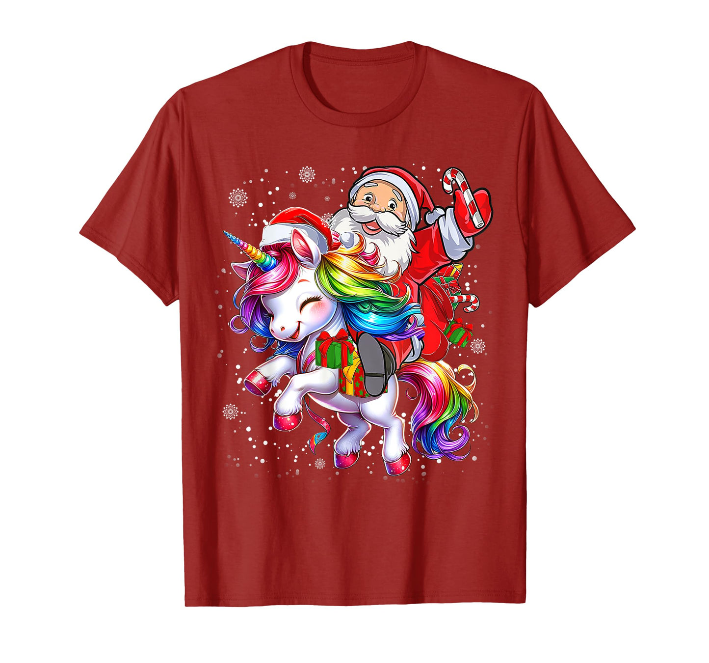 Cute Unicorn Christmas Girls Kids Women Santa Unicorn Xmas T-Shirt