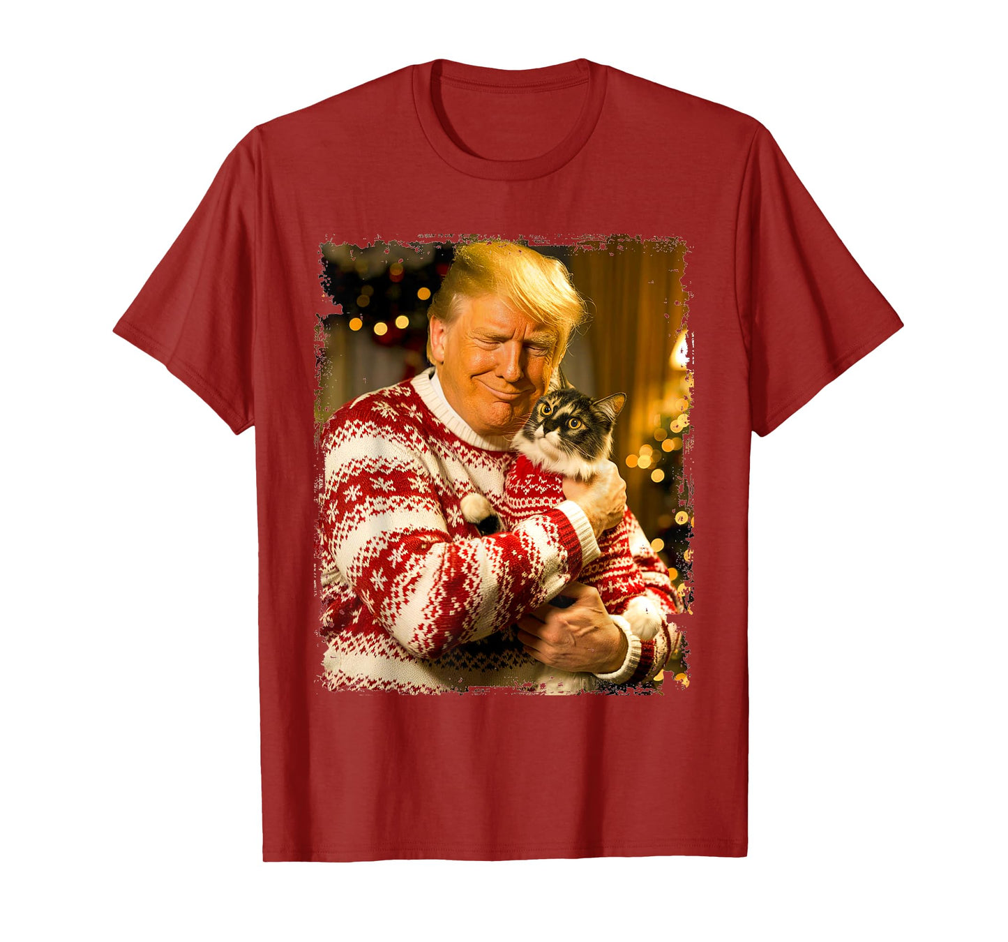 Funny Trump Christmas Sweater for Cat Lovers Xmas Pajamas T-Shirt