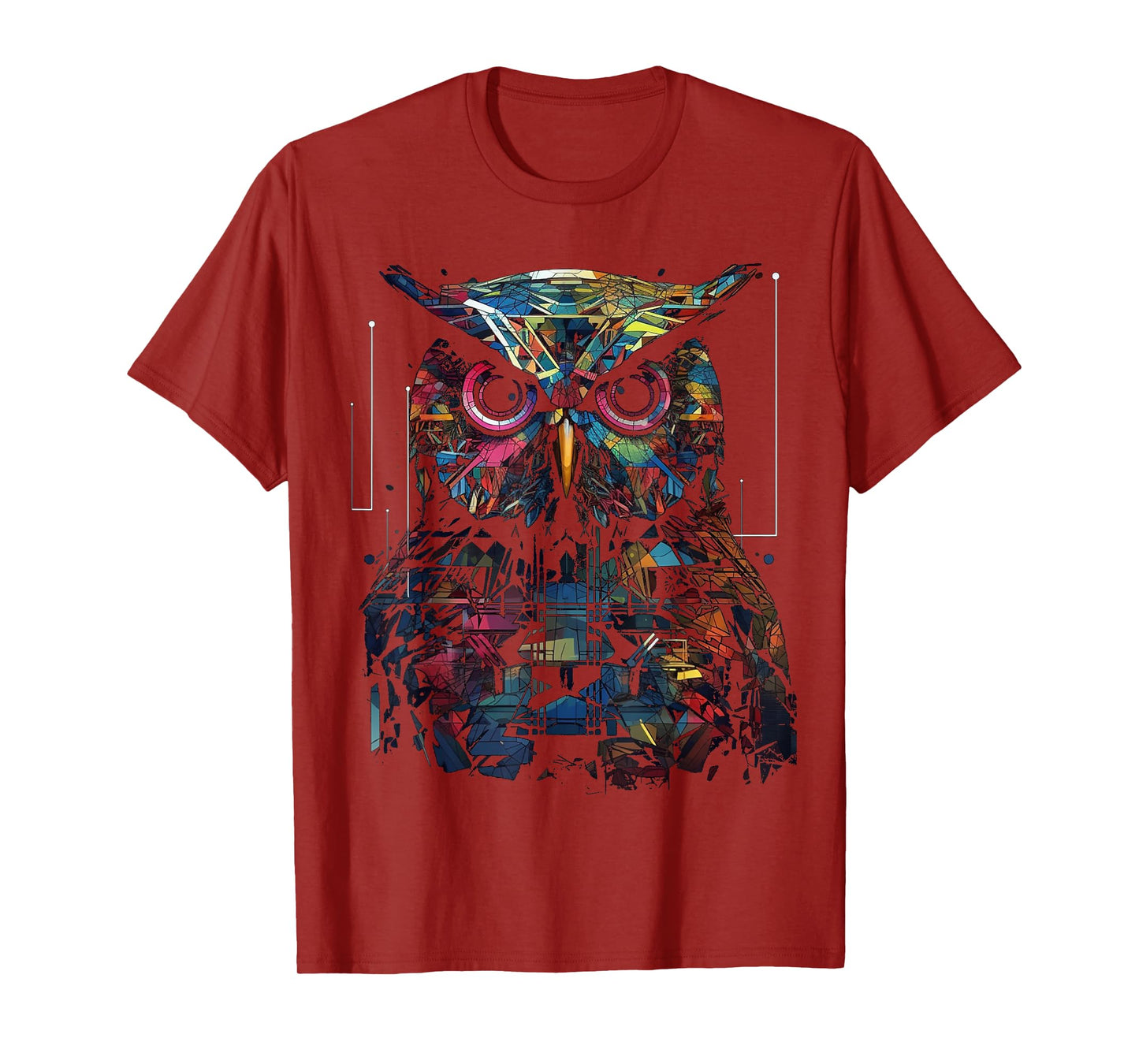 Owl Geometric Animal Lover - Colourful Bird Art Animal Owl T-Shirt