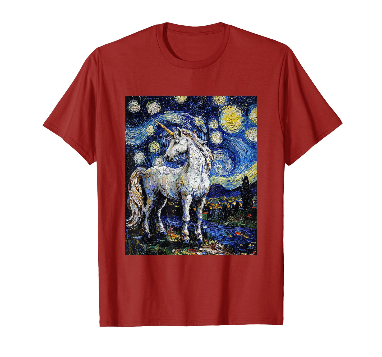 Cute Unicorn - Van Gogh Style - Starry Night T-Shirt