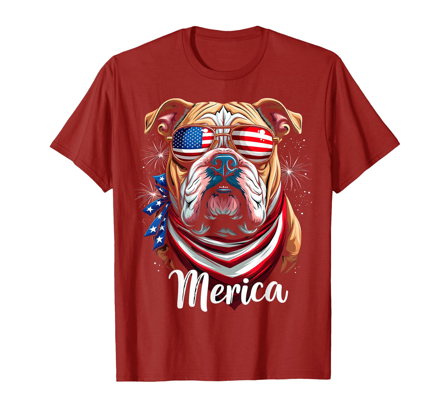 Patriotic Bulldog ‘Merica 4th of July Dog T-Shirt