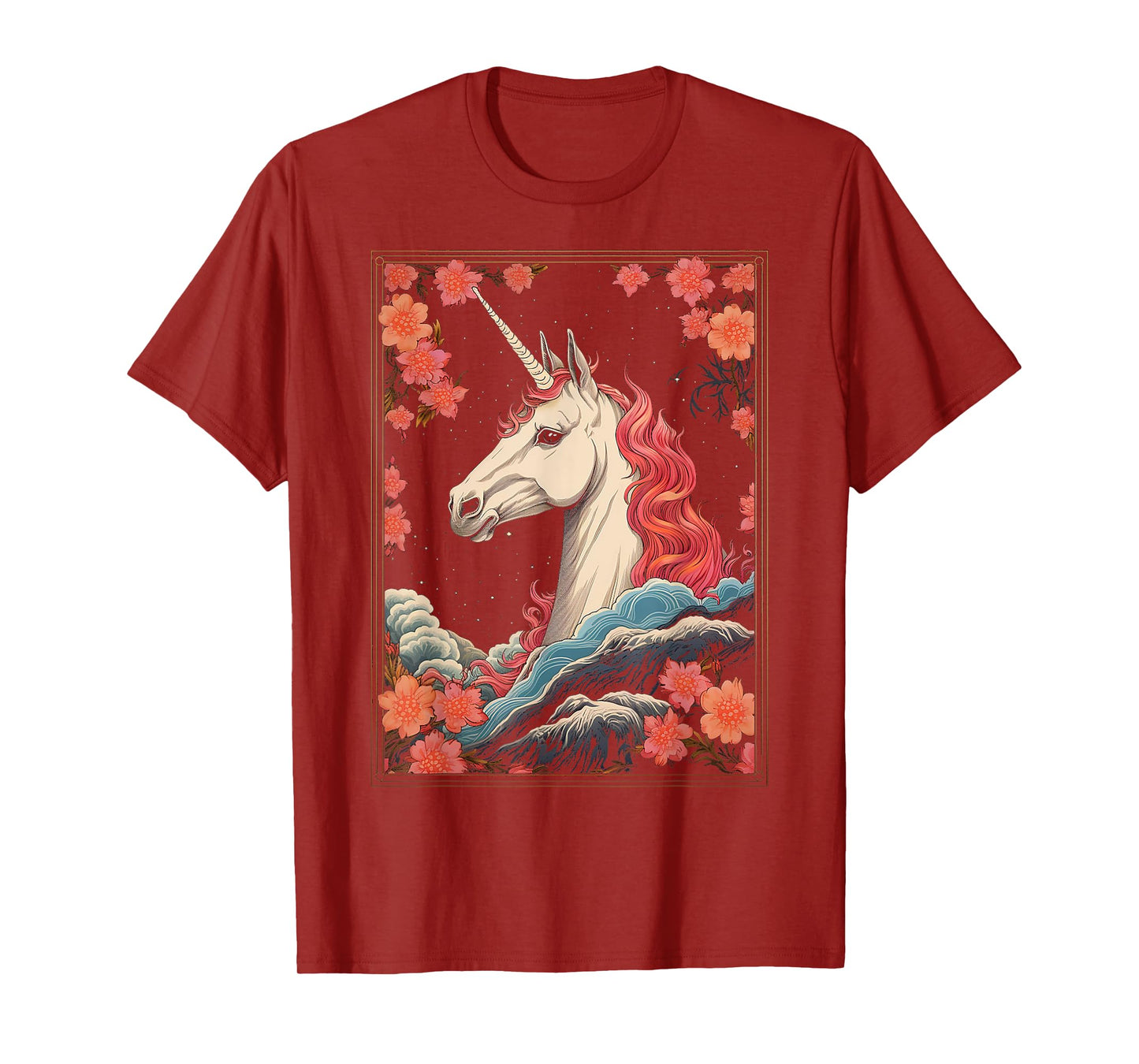 Unicorn Flowers Animal Nature Motif Unicorn T-Shirt