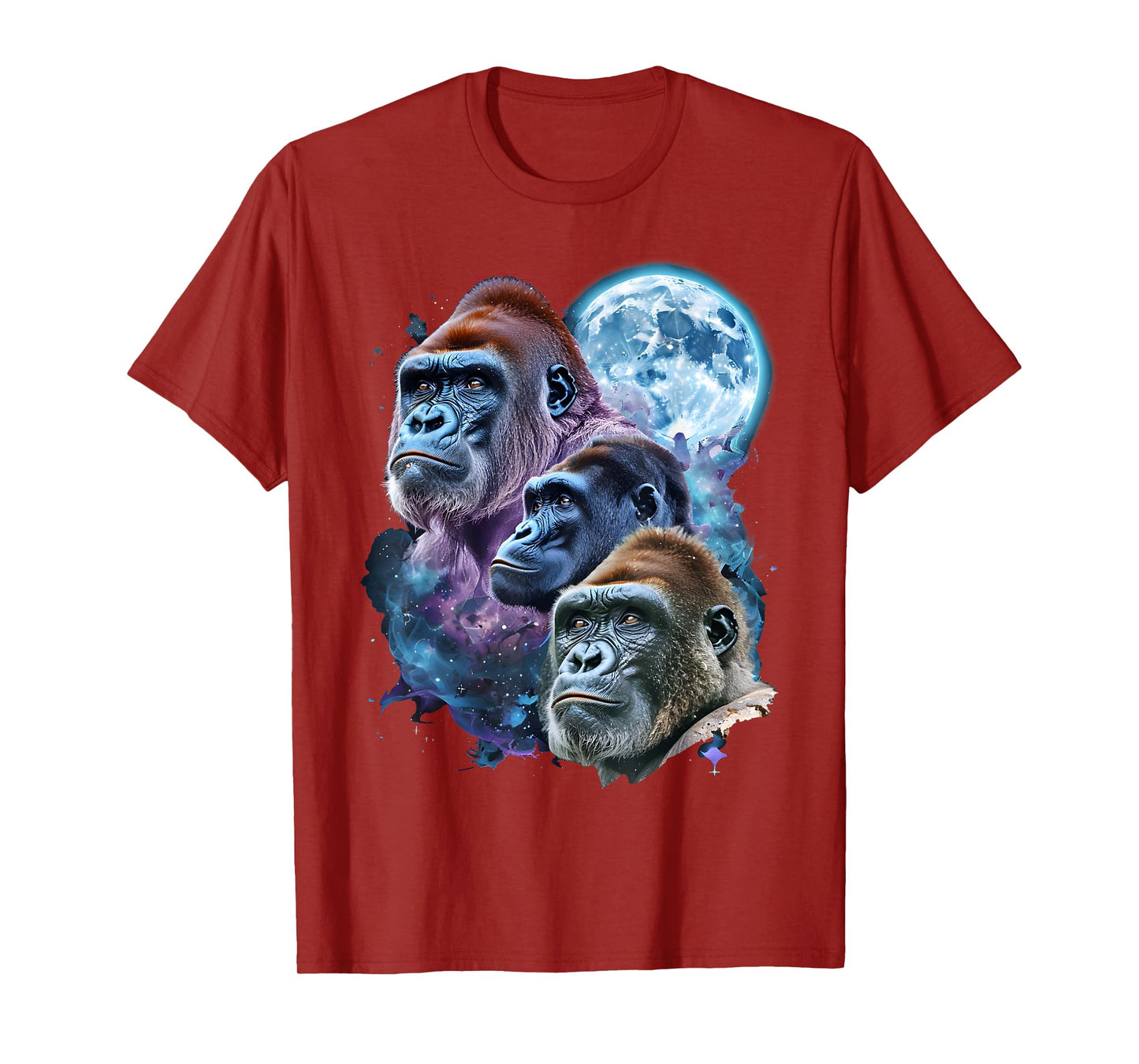 3 Moon Gorilla Funny Great Ape Art Cool Primate Animal Lover T-Shirt