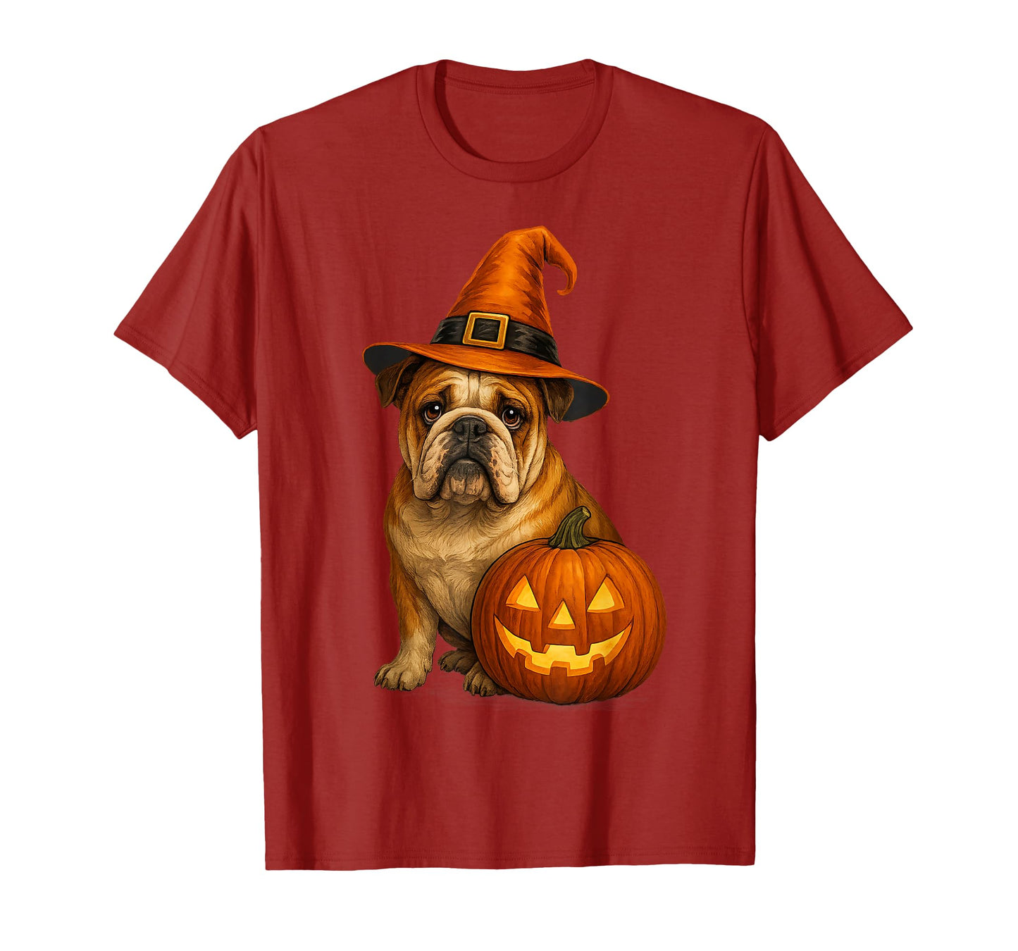 Bulldog Halloween Dog Witch Pumpkin Design Thanksgiving T-Shirt