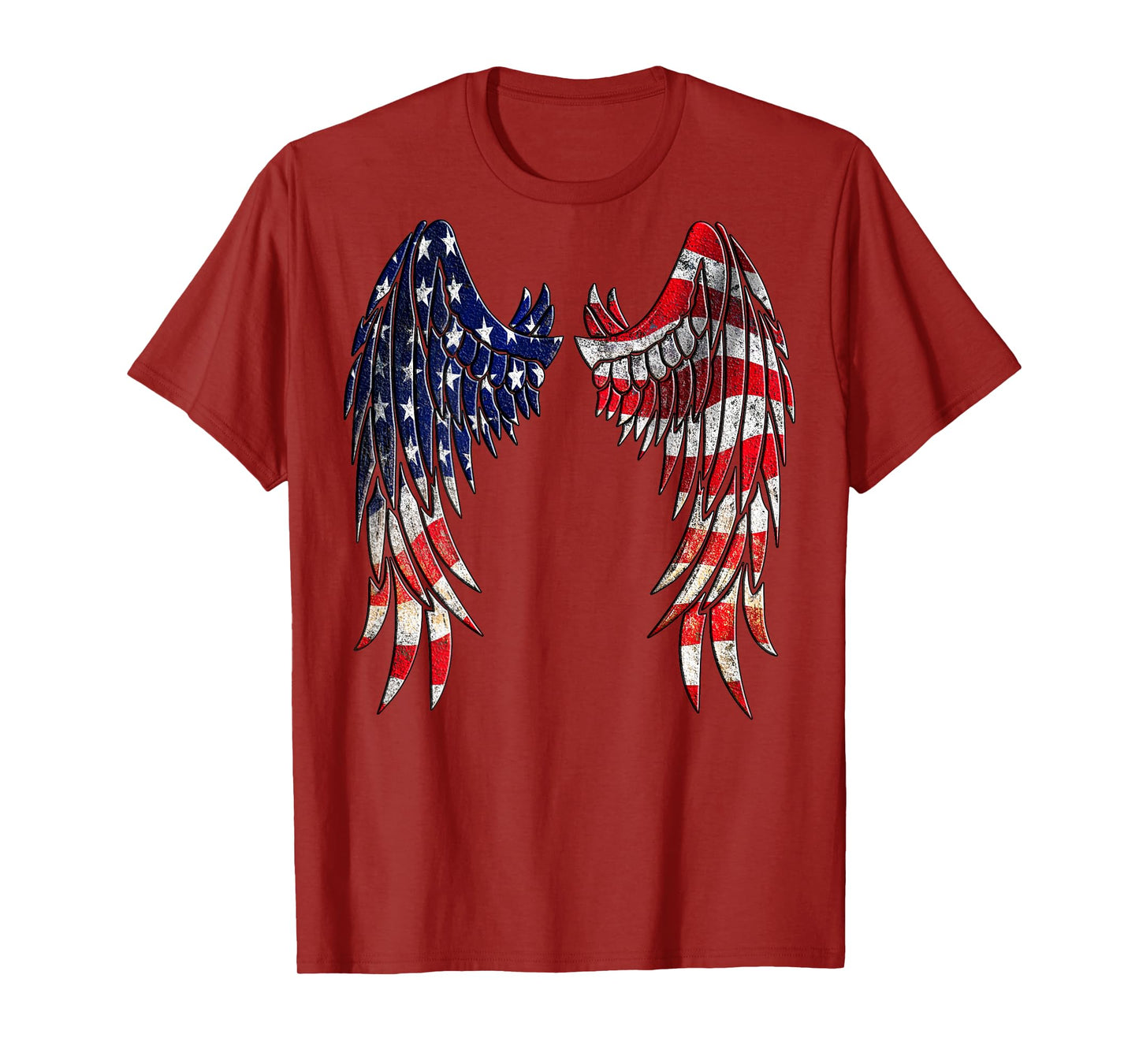 Distressed American Flag Angel Wings Shirt T-Shirt for Women Kids Men