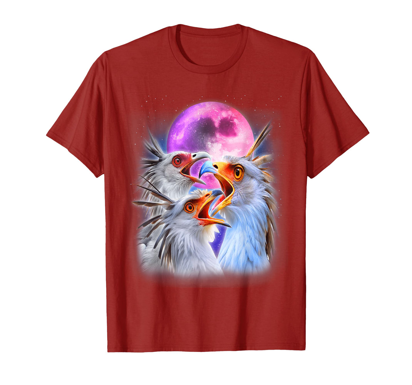 3 Secretary Bird Howling At The Moon Funny Bird Lover Birder T-Shirt