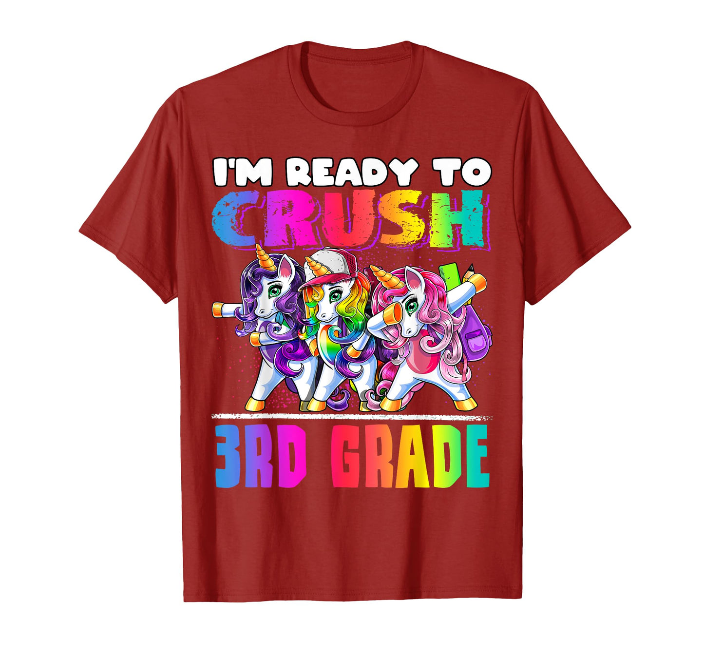 Crush 3rd Grade Dabbing Unicorn Back to School Backpack Girl T-Shirt