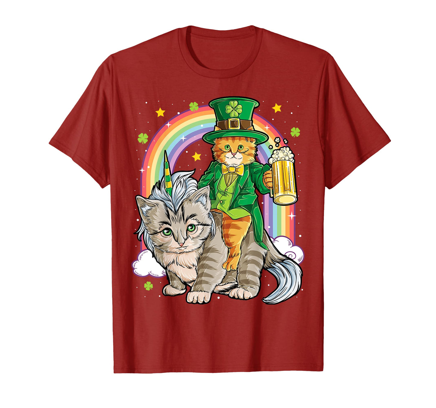 Cat St Patricks Day Leprechaun Riding Caticorn Unicorn Women T-Shirt