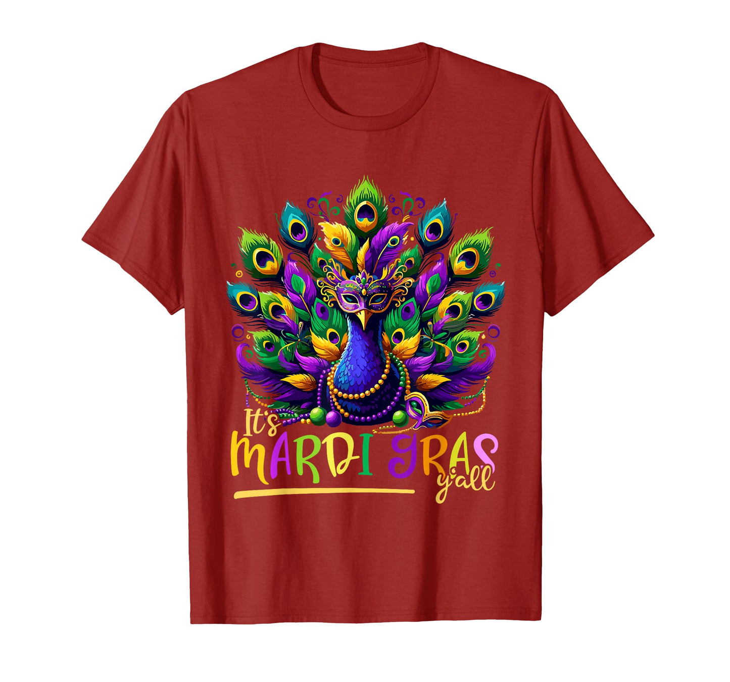 Its Mardi Gras Y'all Peacock Costume Kids Women Mardi Gras T-Shirt