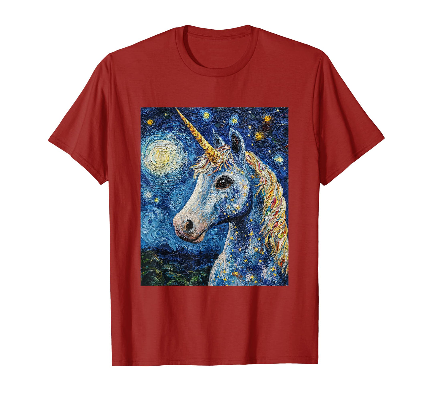 Cute Unicorn - Van Gogh Style - Starry Night T-Shirt