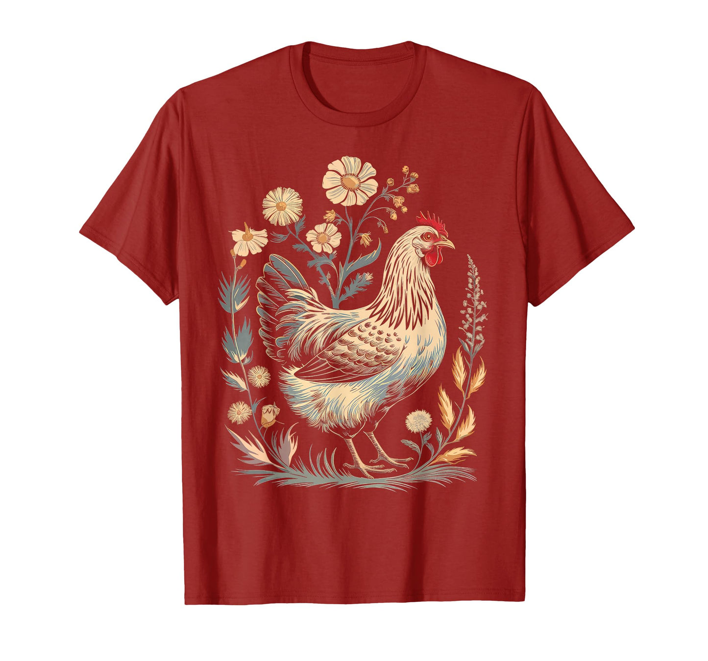 Chicken Floral Art Graphic Women Farm Chicken Lover Colorful T-Shirt