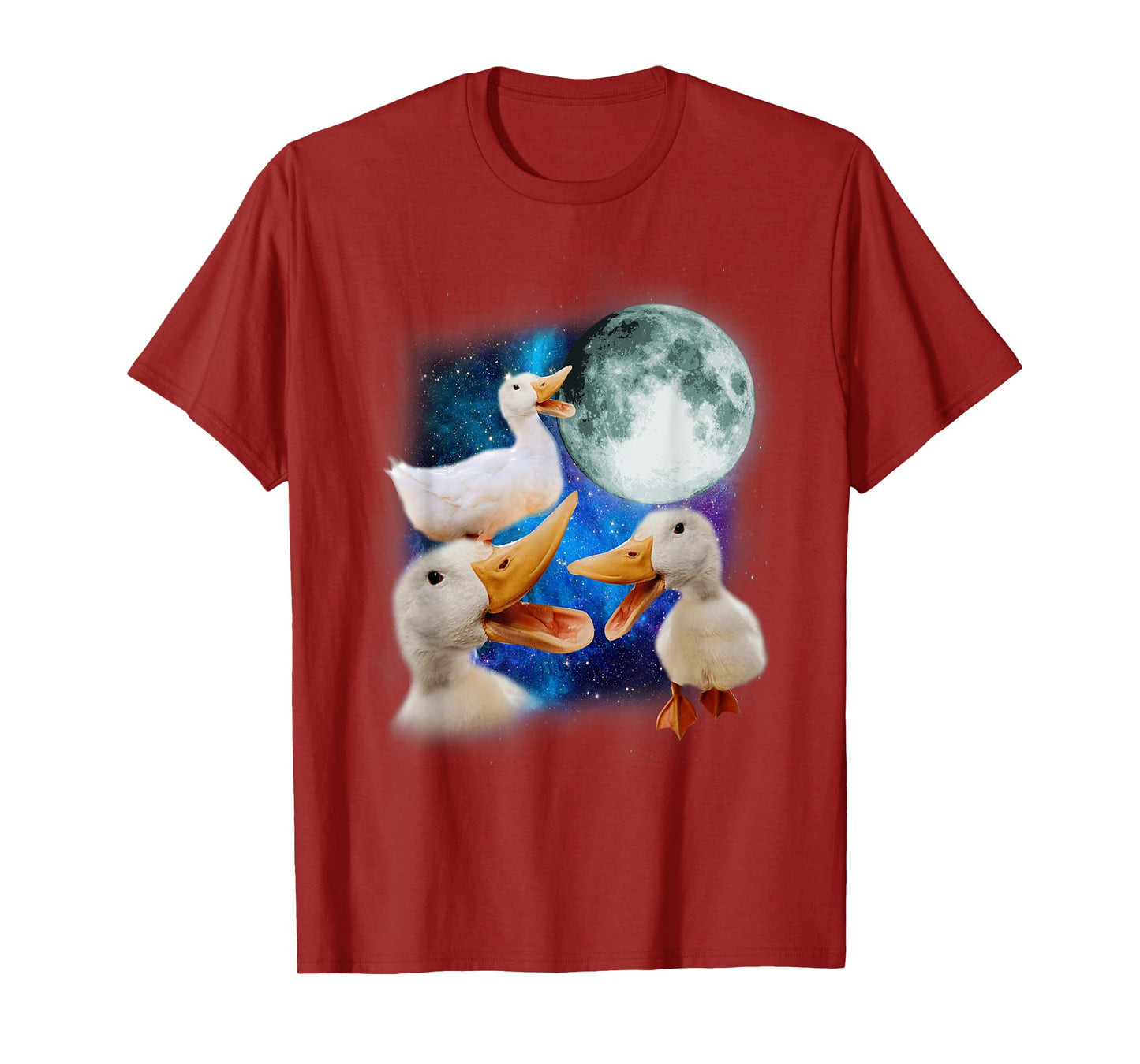3 Ducks Howl At Moon Funny Weird Cursed Pekin Duck Lover T-Shirt