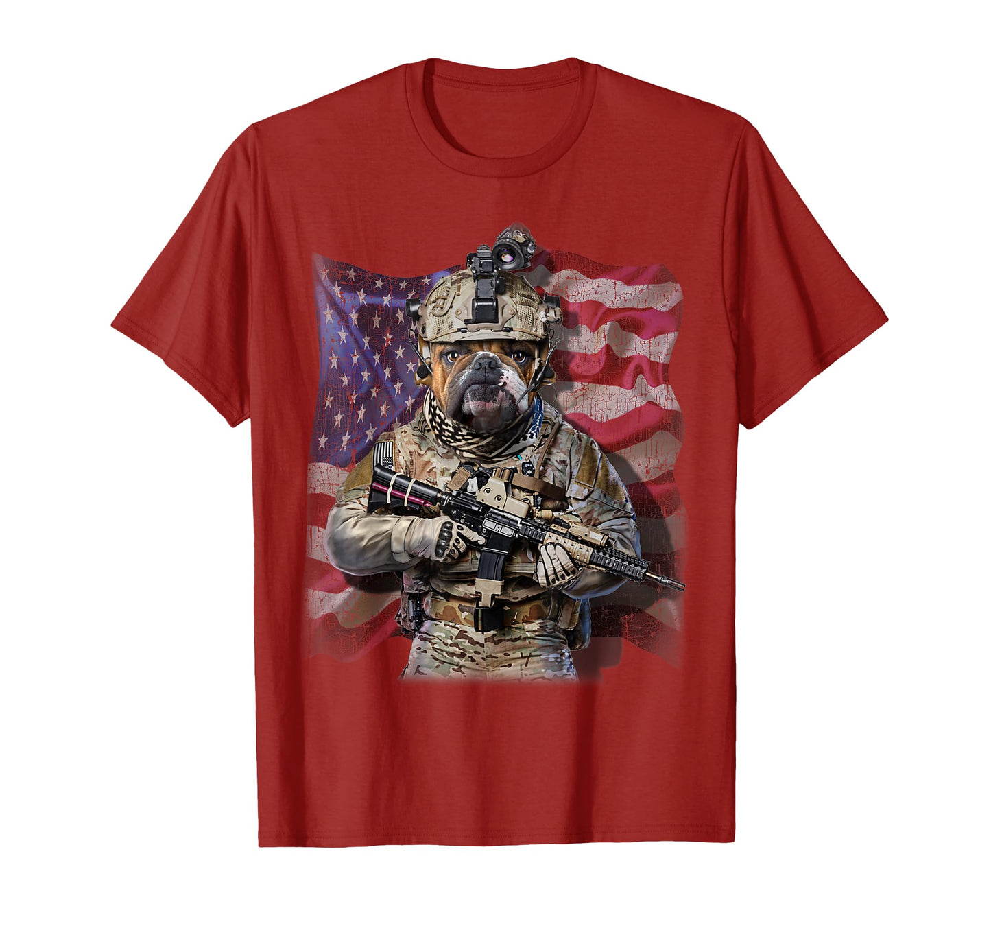 USA America Patriot Bull Dog as Army Commando T-Shirt