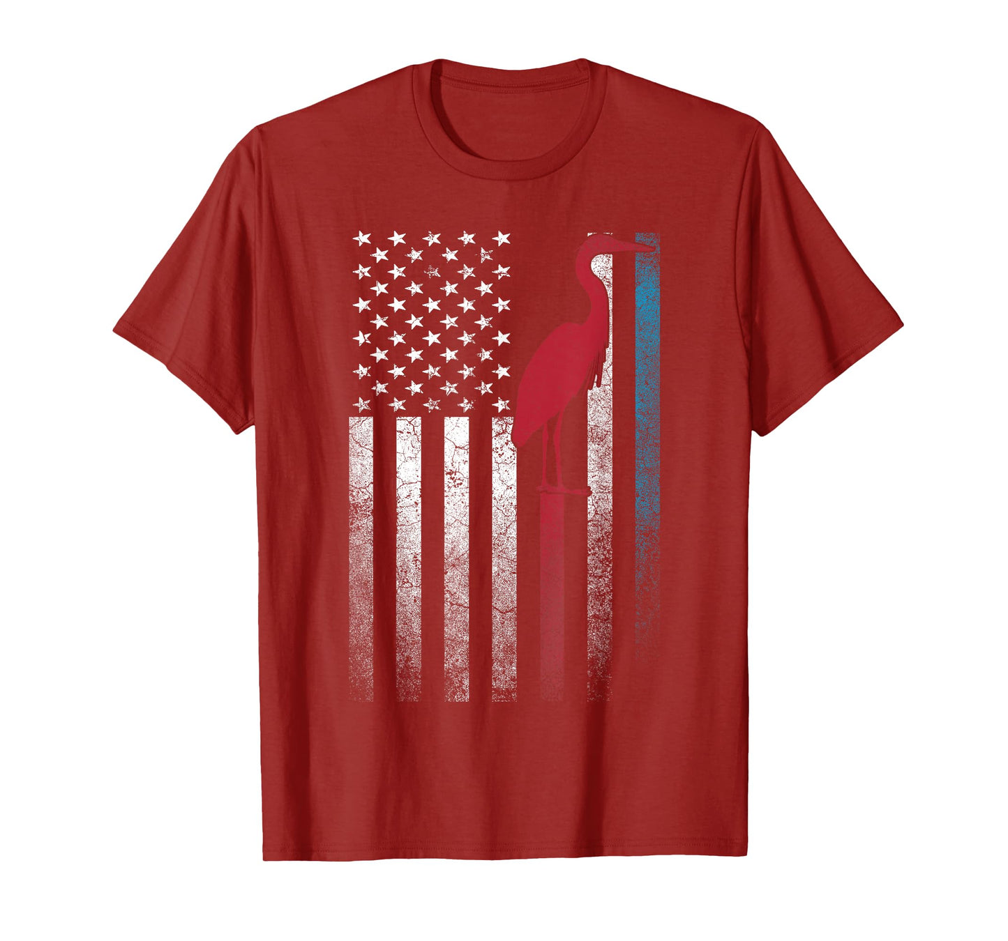 Heron Bird 4th of July American Flag America Patriotic T-Shirt