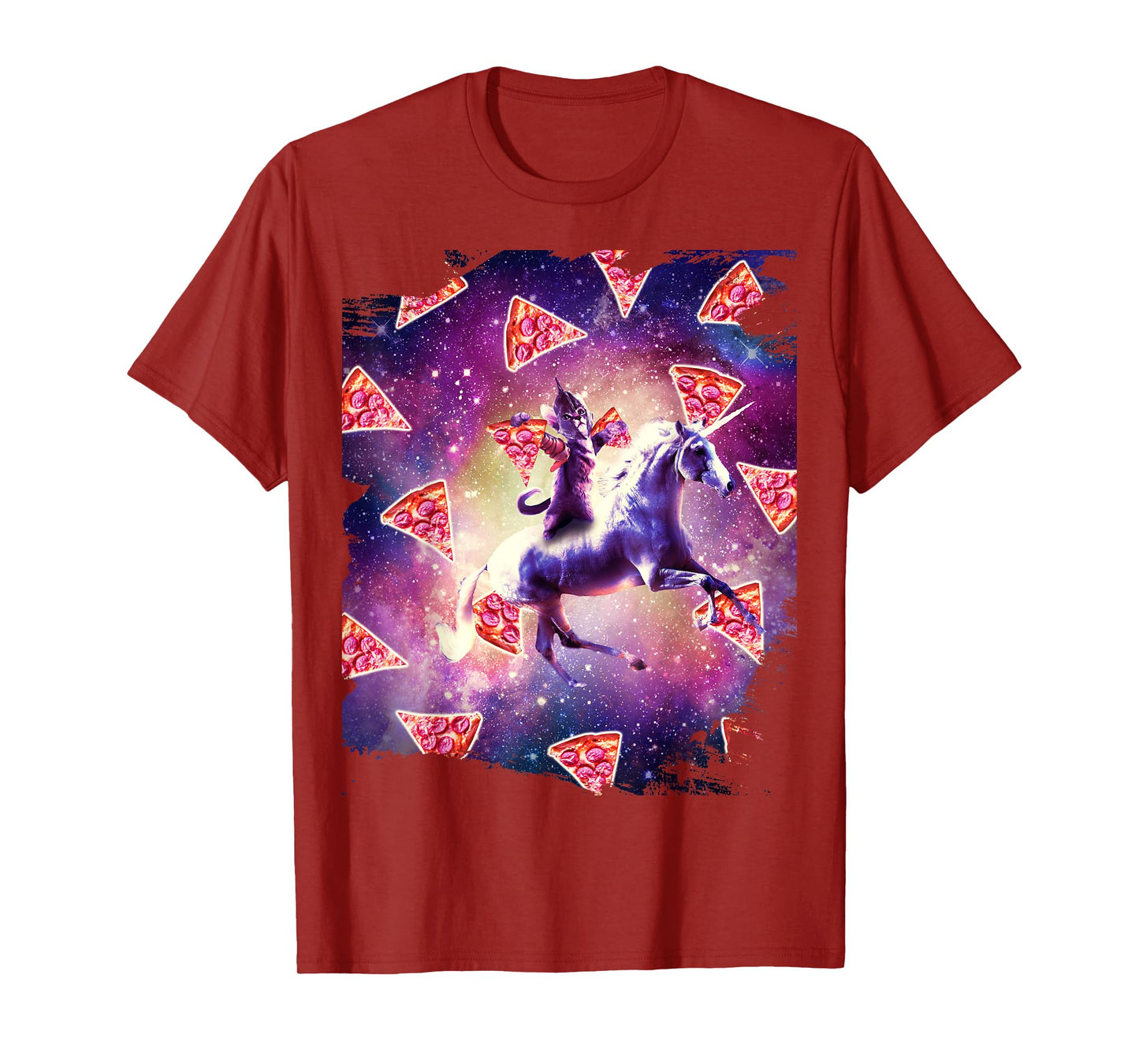 Warrior Space Cat On Unicorn - Pizza Men Women Kids T-Shirt