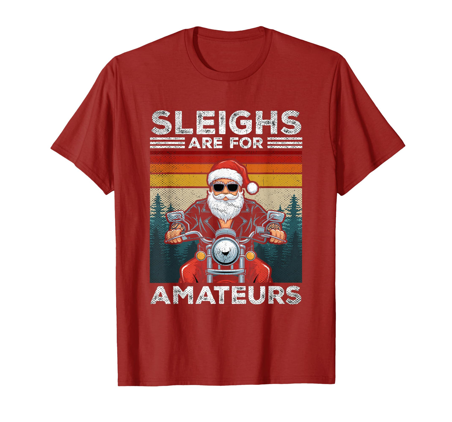 Christmas Funny Santa Claus Retro X-Mas Vacation Motorcycle T-Shirt