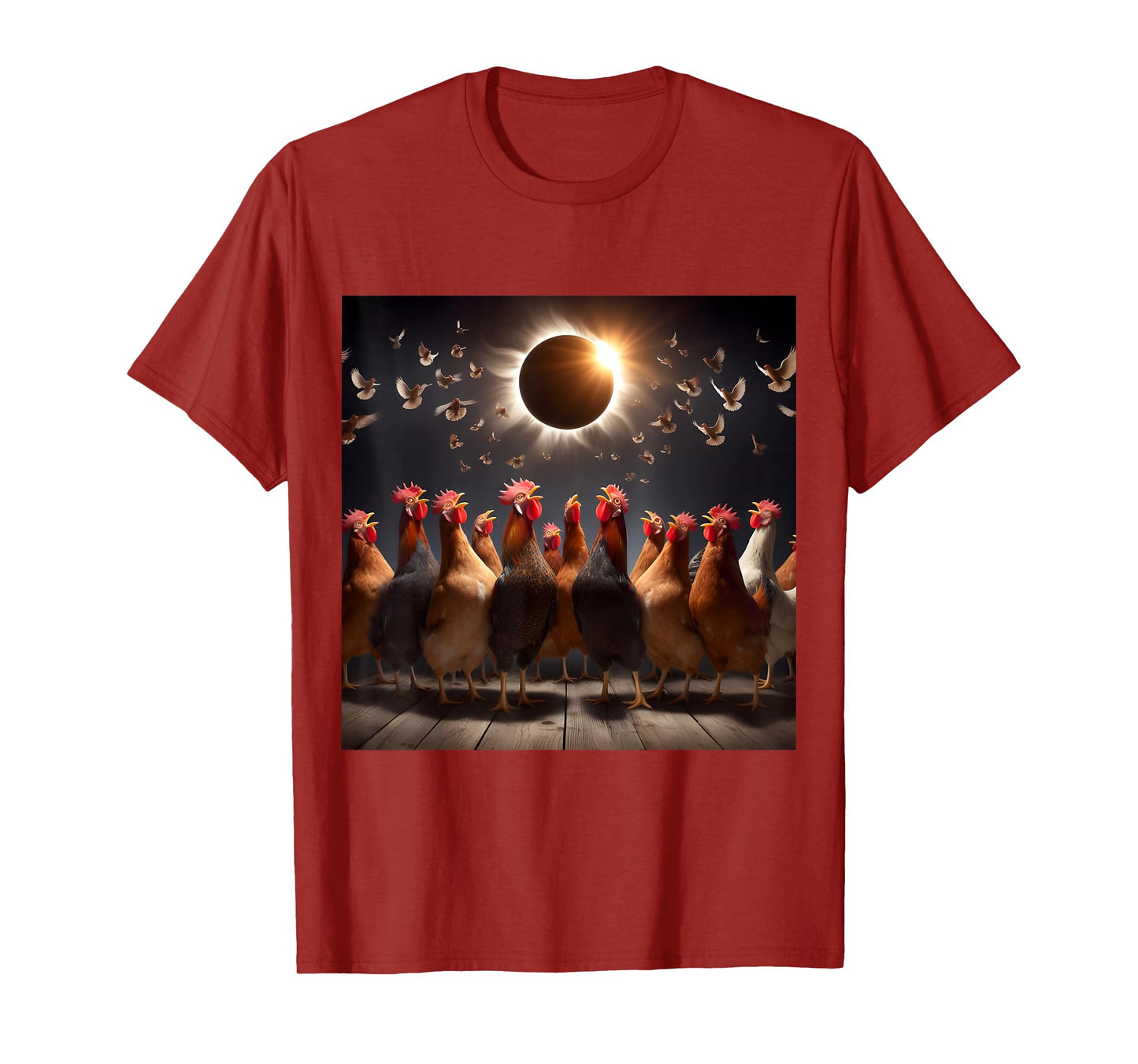 Chicken And The Total Solar Sun Eclipse 8.04.24 2024 Chicken T-Shirt