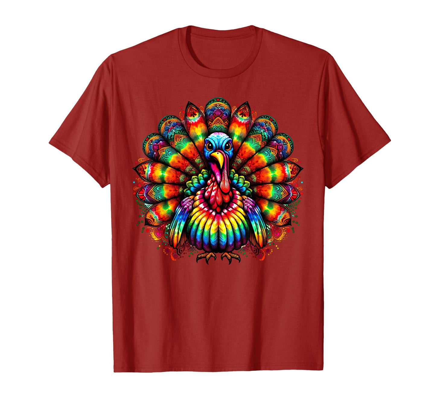 Cool Turkey Thanksgiving Spirit Animal Illustration Tie Dye T-Shirt