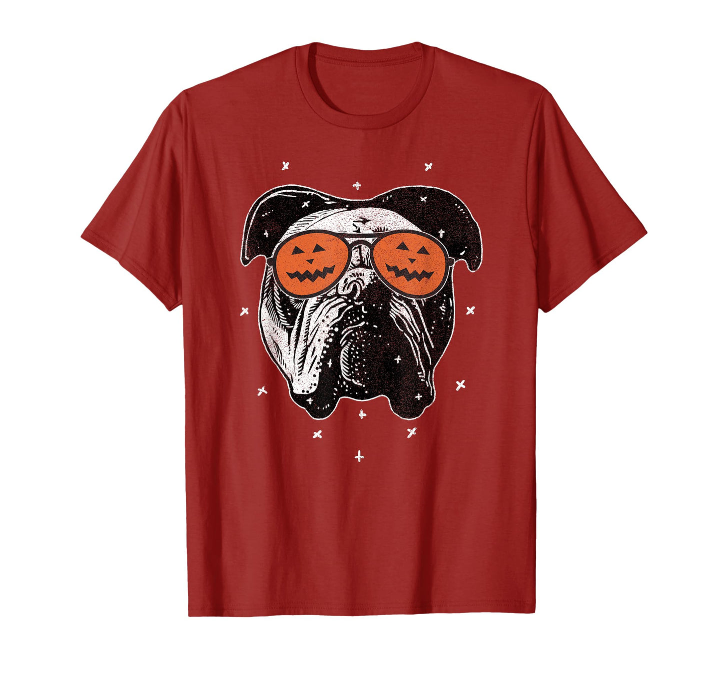 English Dog Wearing Pumpkin Sunglasses | Halloween Bulldog T-Shirt for Men Women Kids