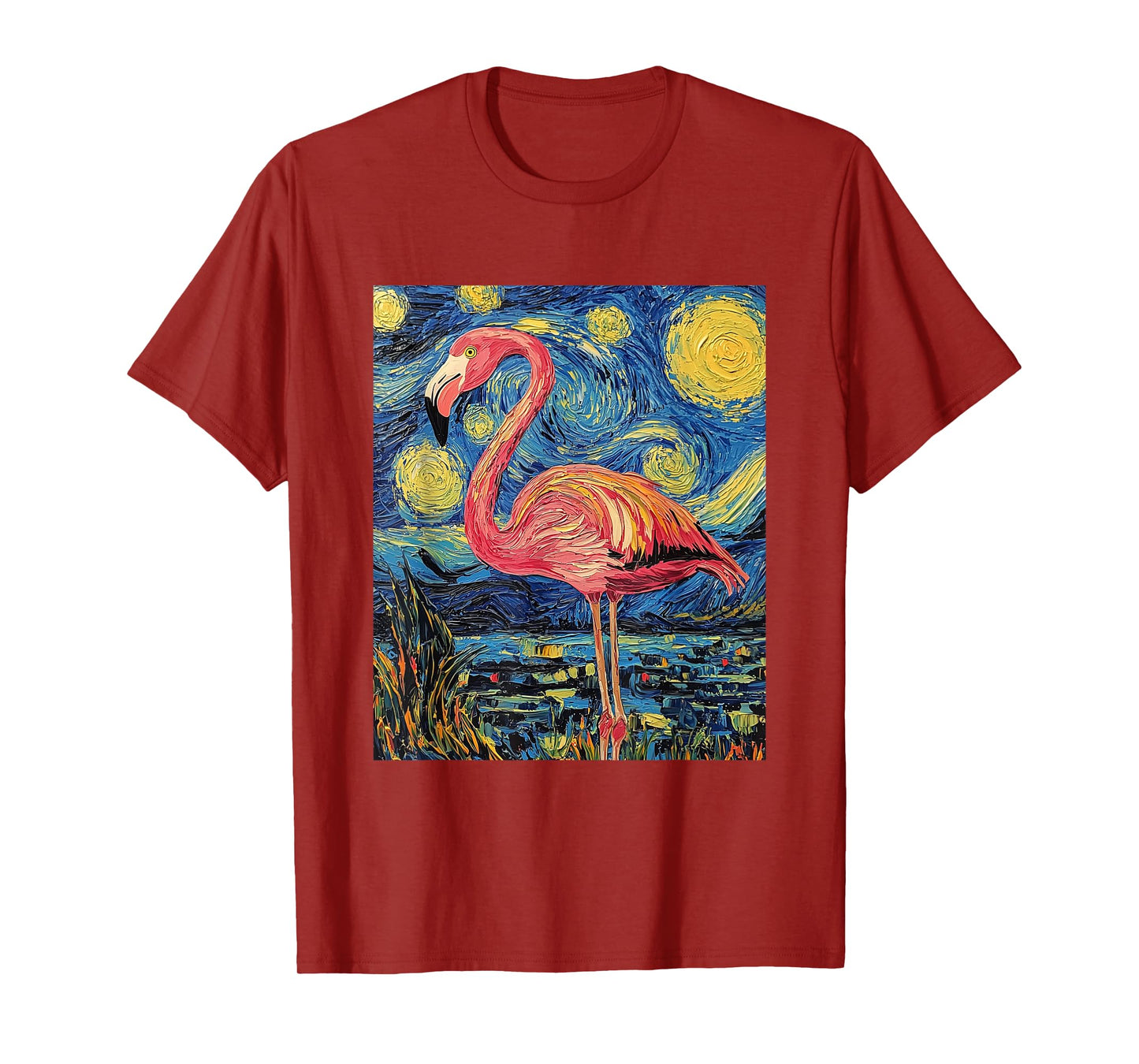 Cute Flamingo - Van Gogh Style - Starry Night T-Shirt