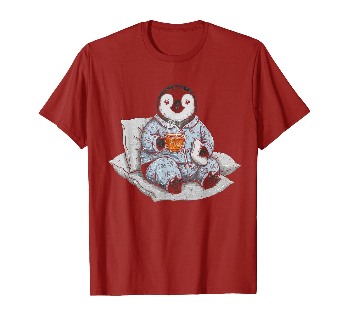 Funny Sleepy Penguin And Tea Lover Humor Pajama Sleepwear T-Shirt