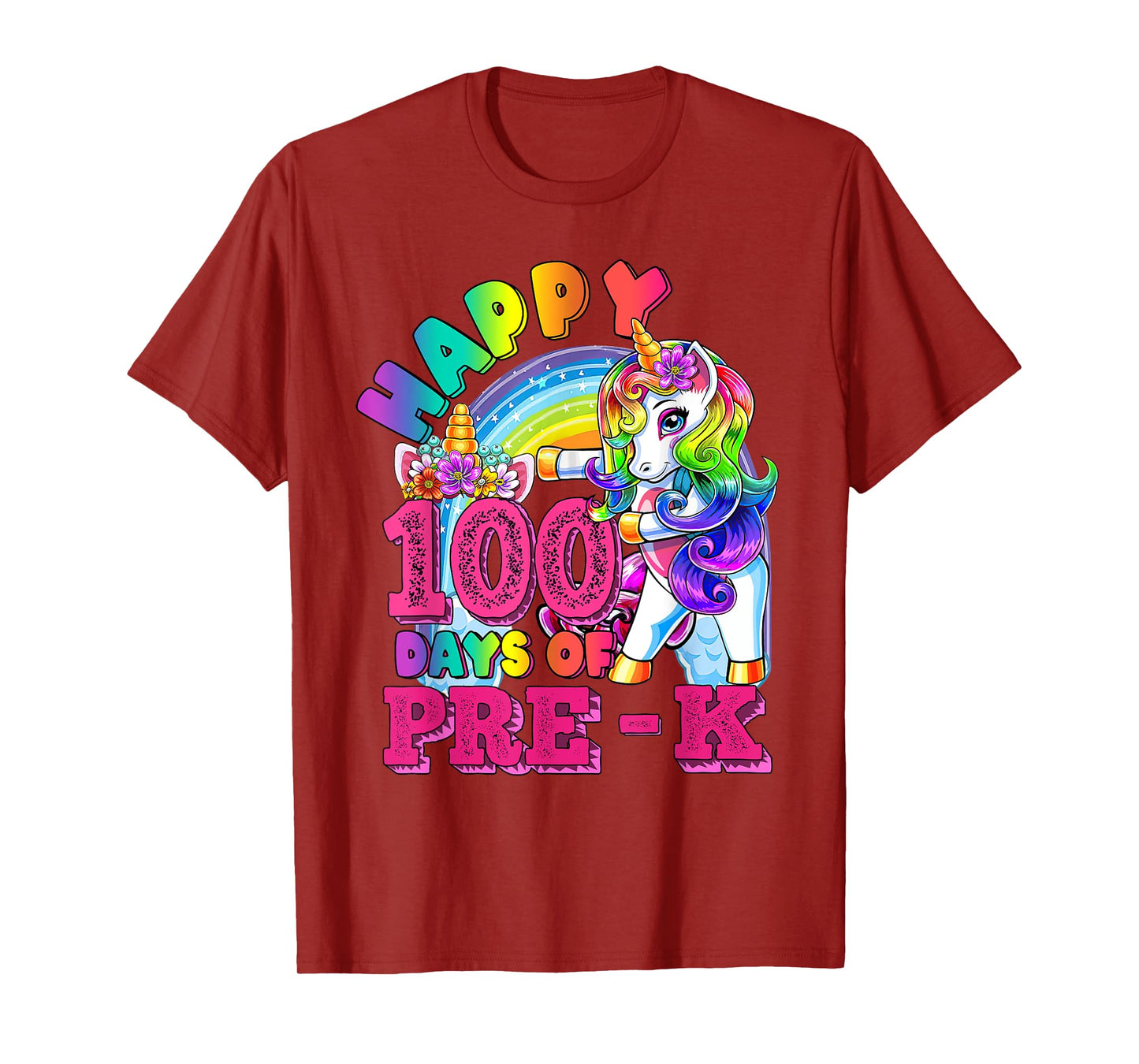 Dabbing Unicorn 100th Day Of School Pre-K Kid Girls Teacher T-Shirt