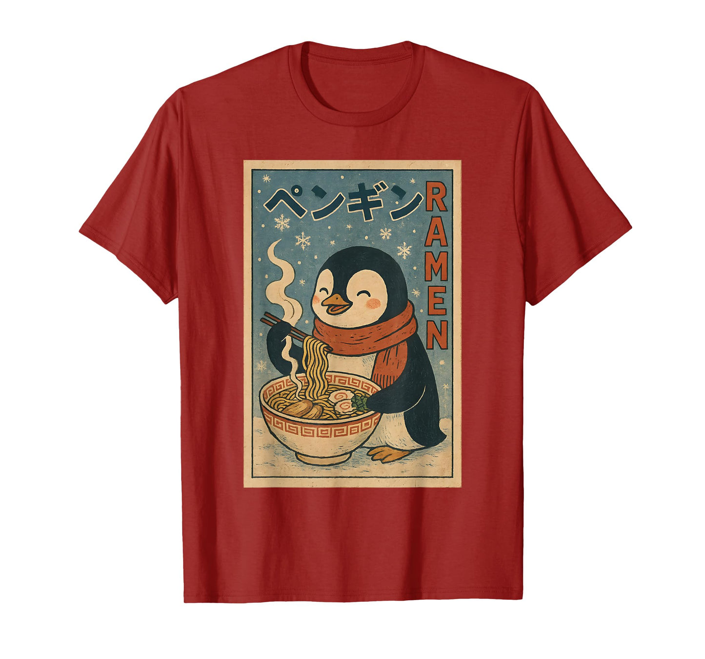 Vintage Japanese Noodle Cute Kawaii Anime Penguin Ramen Love T-Shirt