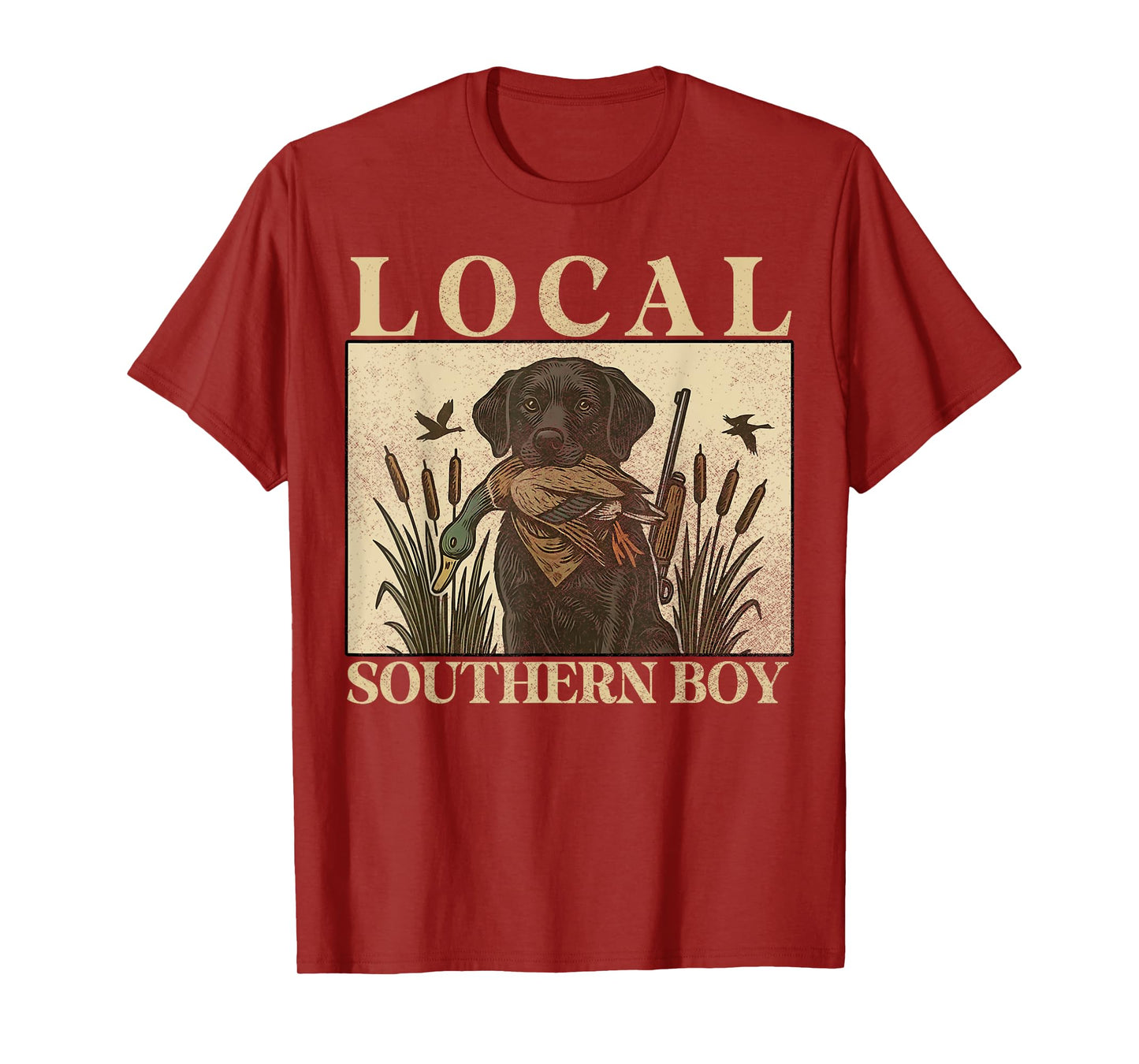 Local Southern Boy Duck Hunting Black Lab Outdoor Vintage T-Shirt
