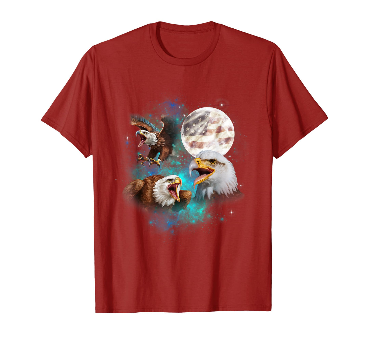 Bald Eagle USA flag American Flag Howl At Moon 4th of July T-Shirt