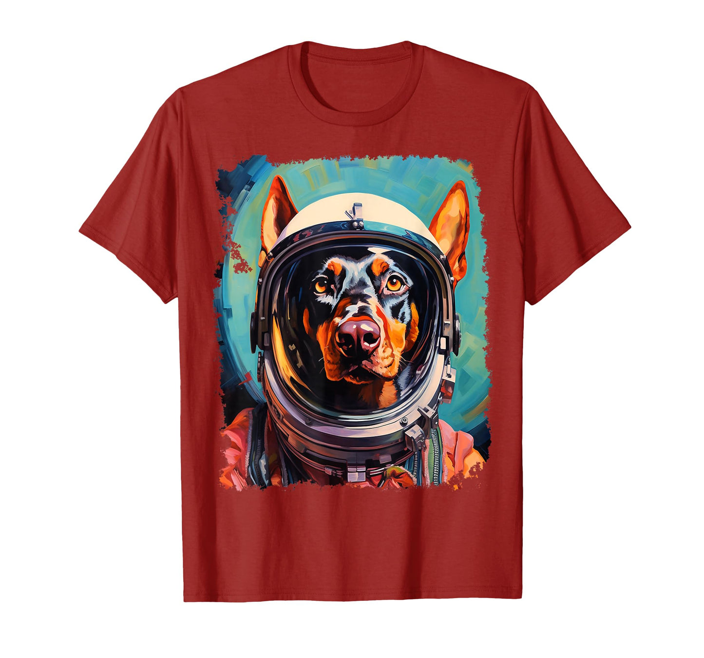 Pop Art Dog Doberman Space Astronaut T-Shirt