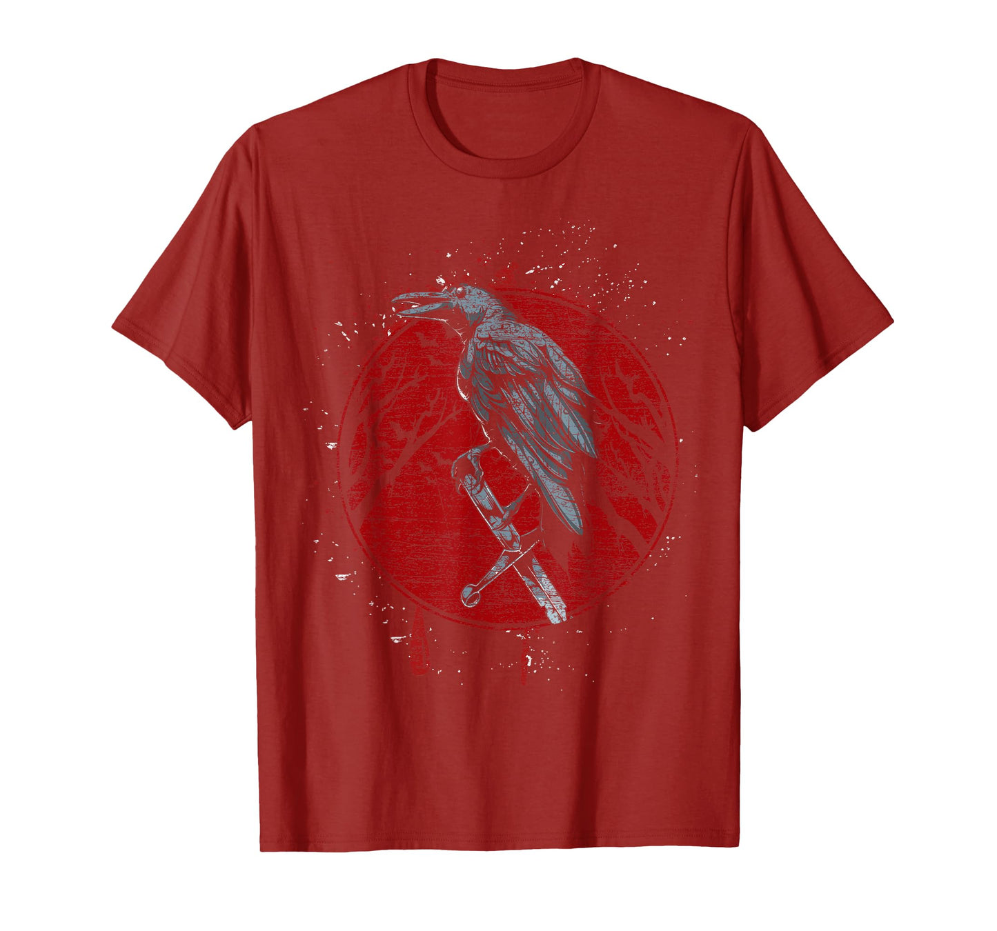Halloween Raven Red Moon Spooky Night Crow T-Shirt