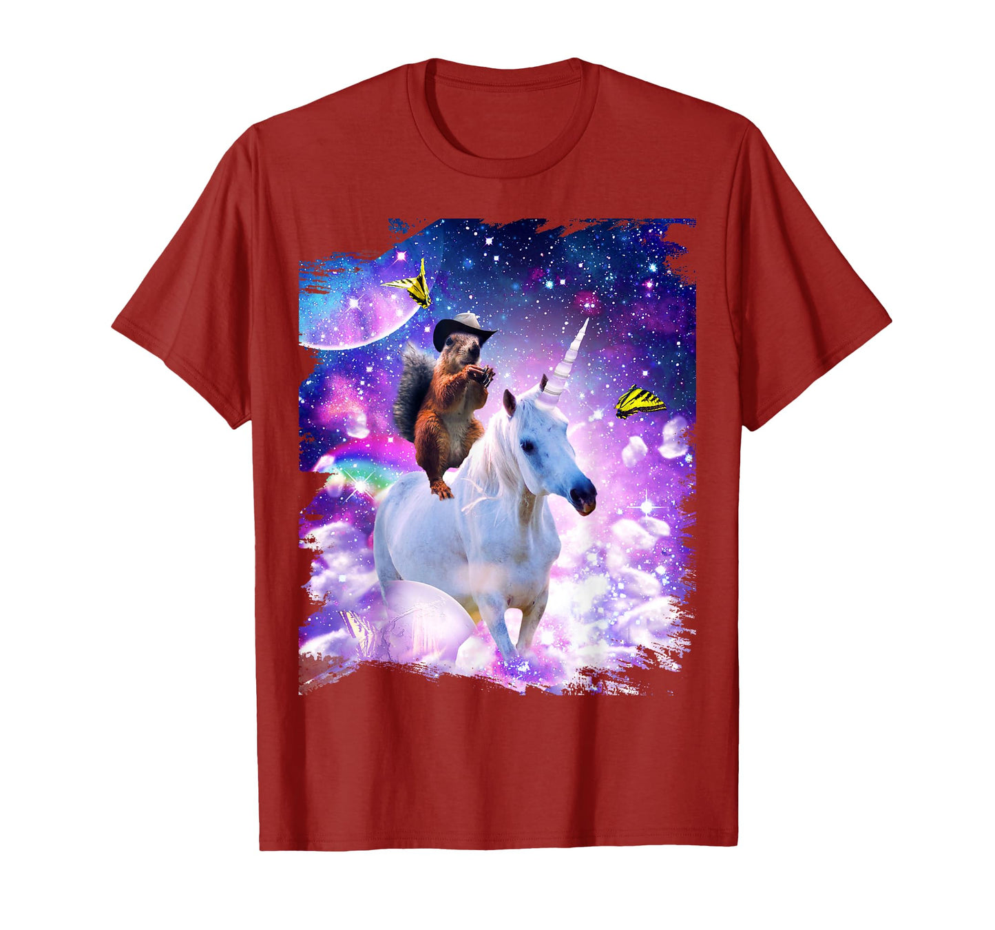 Random Galaxy Cowboy Squirrel Riding Unicorn T-Shirt