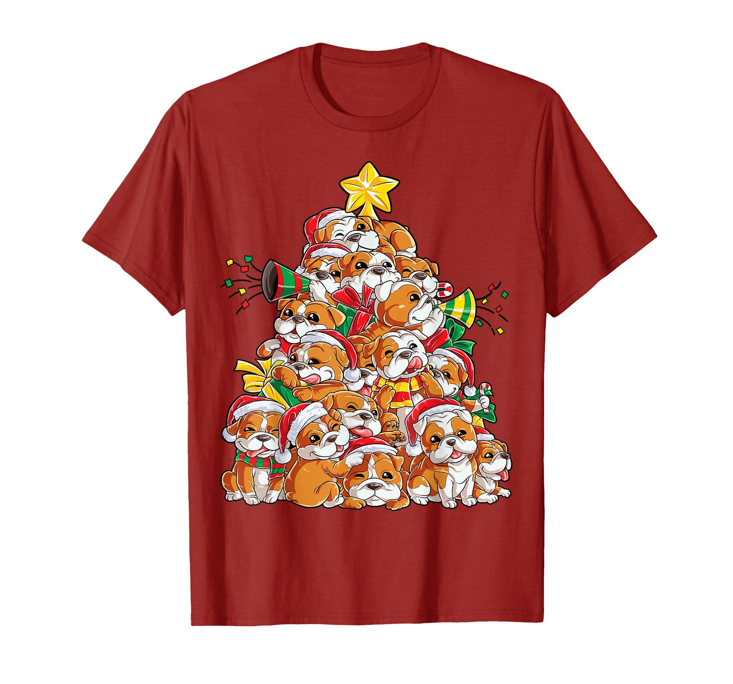 English Bulldog Christmas Tree Dog Santa Xmas Boys Dogmas T-Shirt
