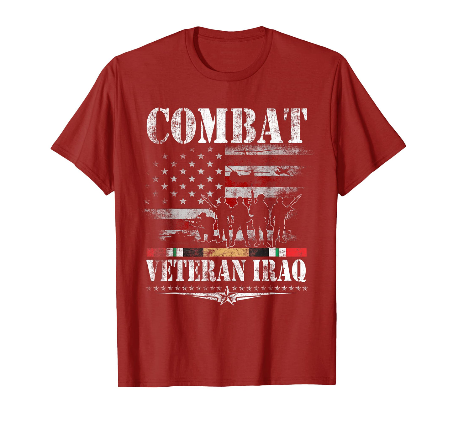 Combat Veteran Iraq T-Shirt Iraq War Service Flag Patriotic T-Shirt