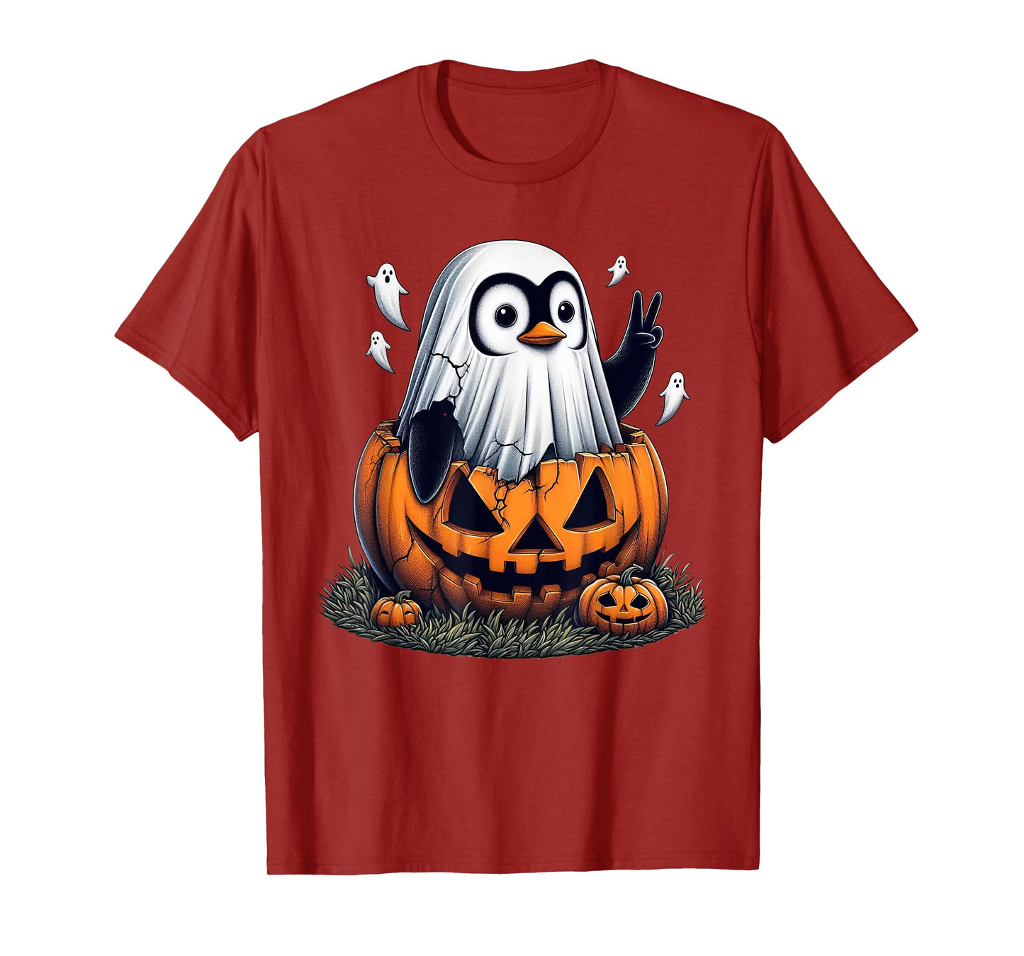 Funny Penguin Boo Halloween Ghost Womens Mens Kids T-Shirt