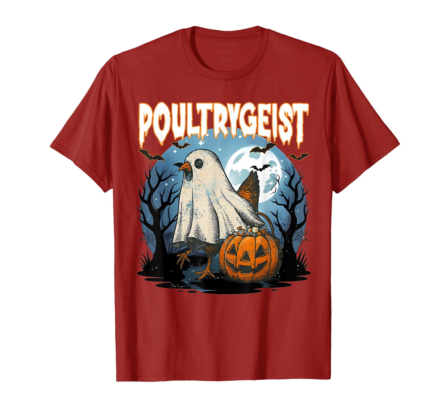 Poultrygeist Funny Halloween Chicken Ghost Costume Pumpkin T-Shirt