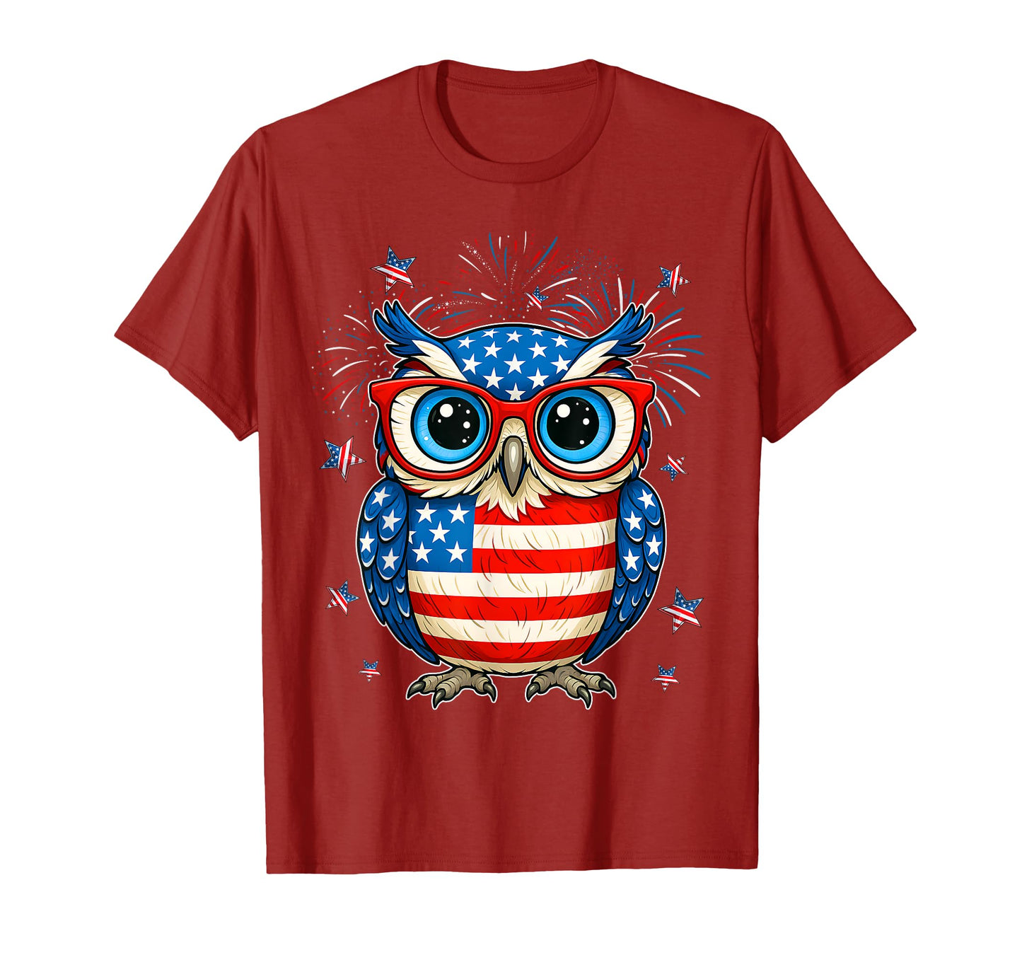 Cute Owl USA American Flag Independence Day 4th Of July Kids T-Shirt