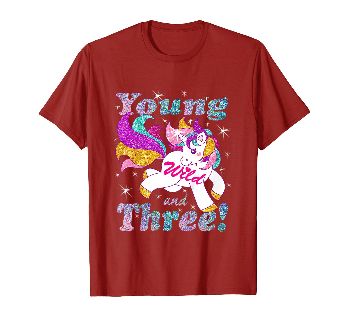 Young Wild and Three (3 year old) Birthday Shirt Girl Outfit T-Shirt