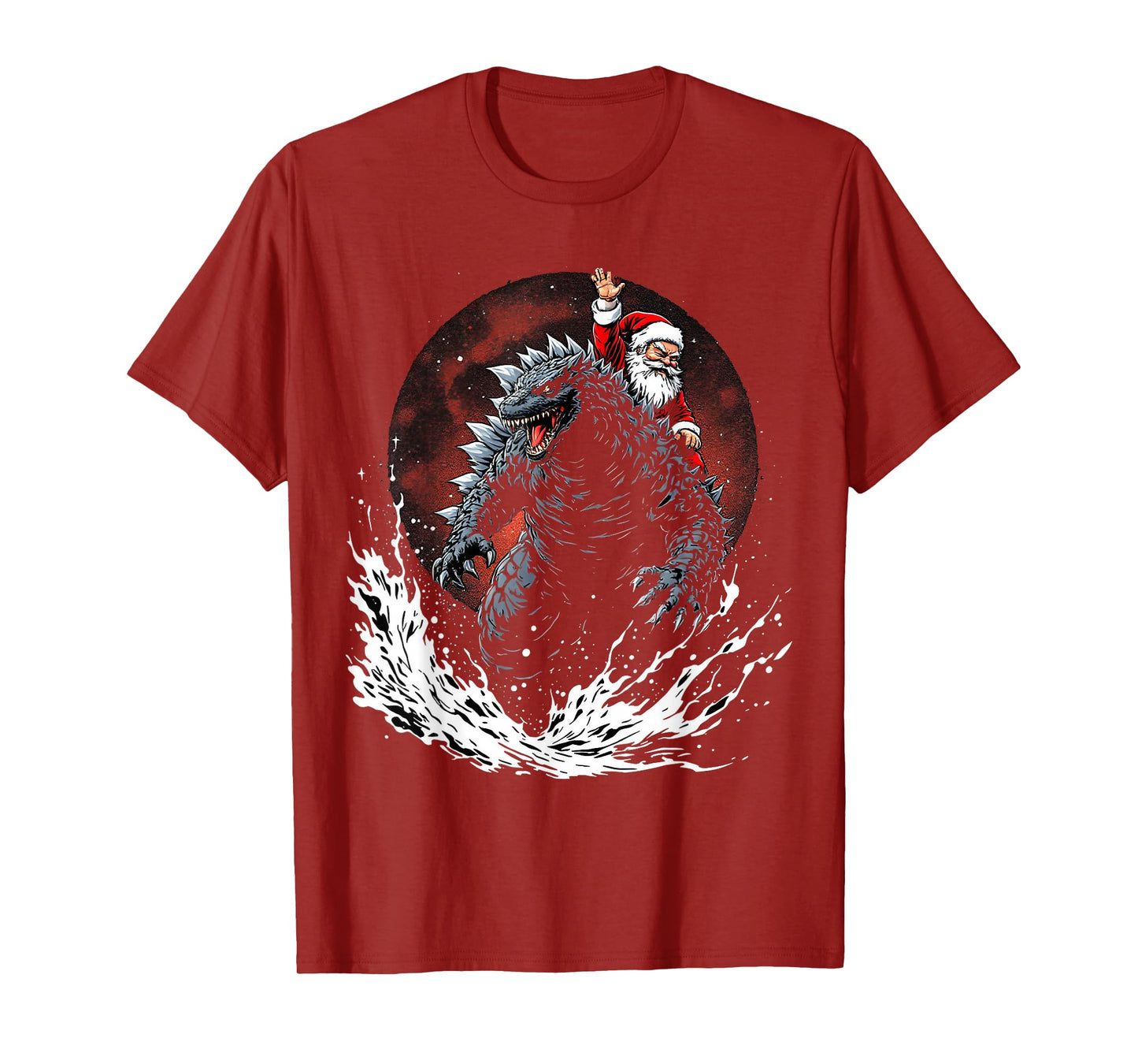 Santa Riding The Japanese Monster Kaiju for Christmas T-Shirt