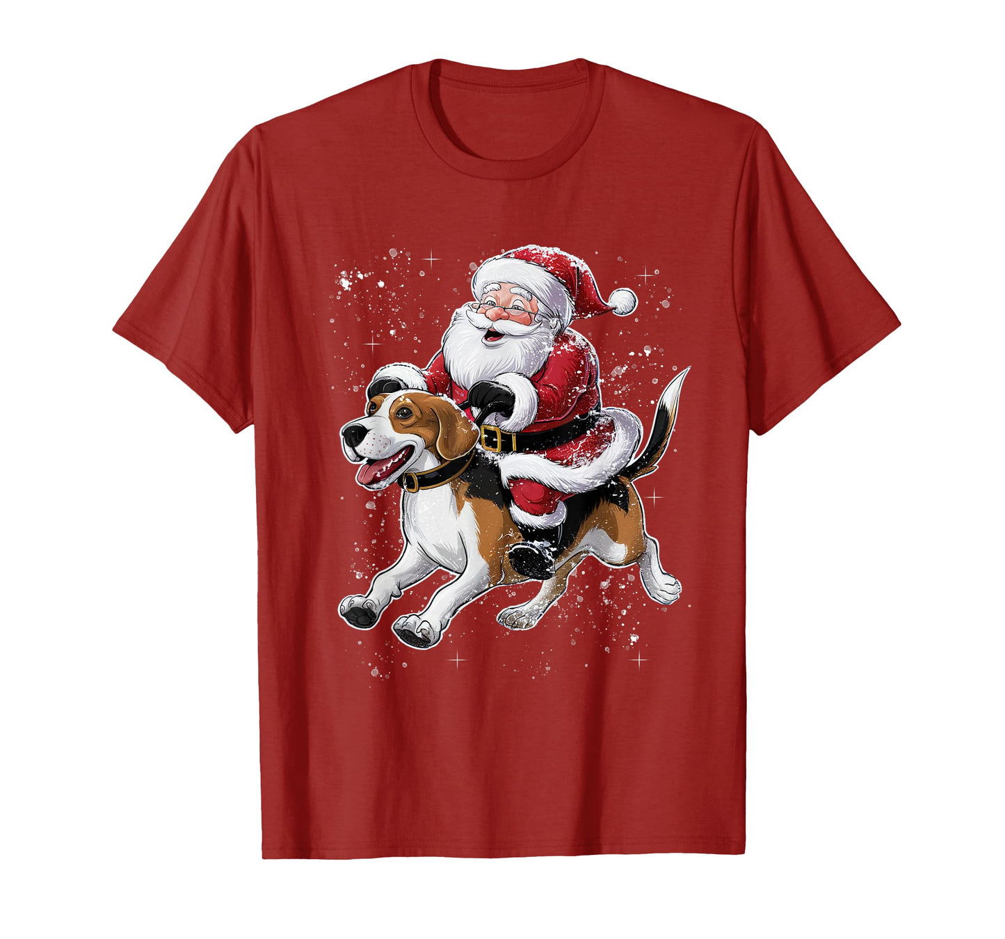 Funny Santa Claus Riding Beagle Dog Christmas T-Shirt for Men Women Kids
