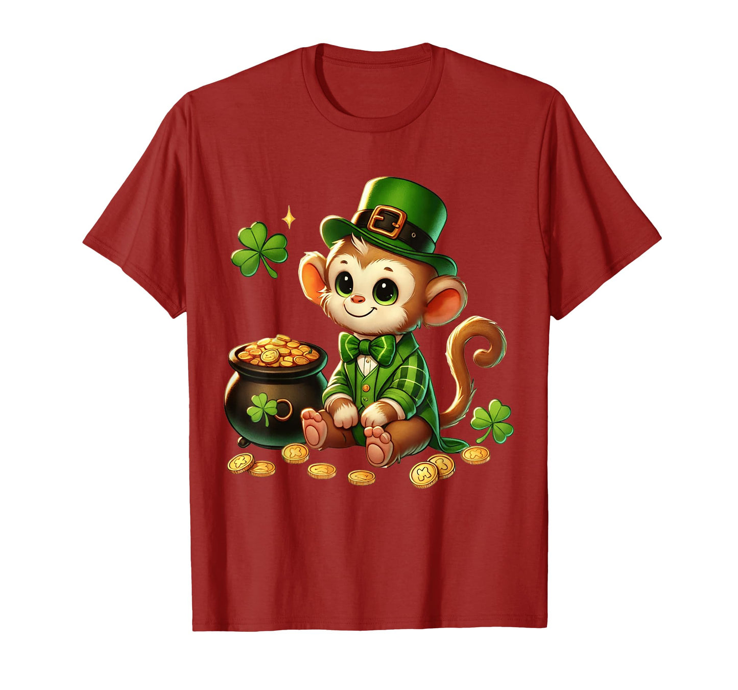 Cute Monkey Leprechaun St Patricks Day Boys Girls Party T-Shirt